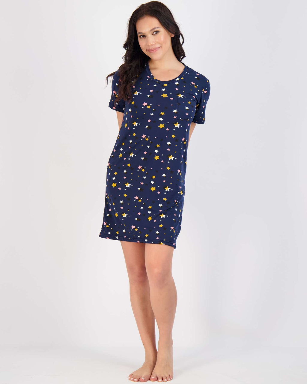 3 Pack: Womens Short-Sleeve Ultra-Soft Nightshirt Sleep Dress