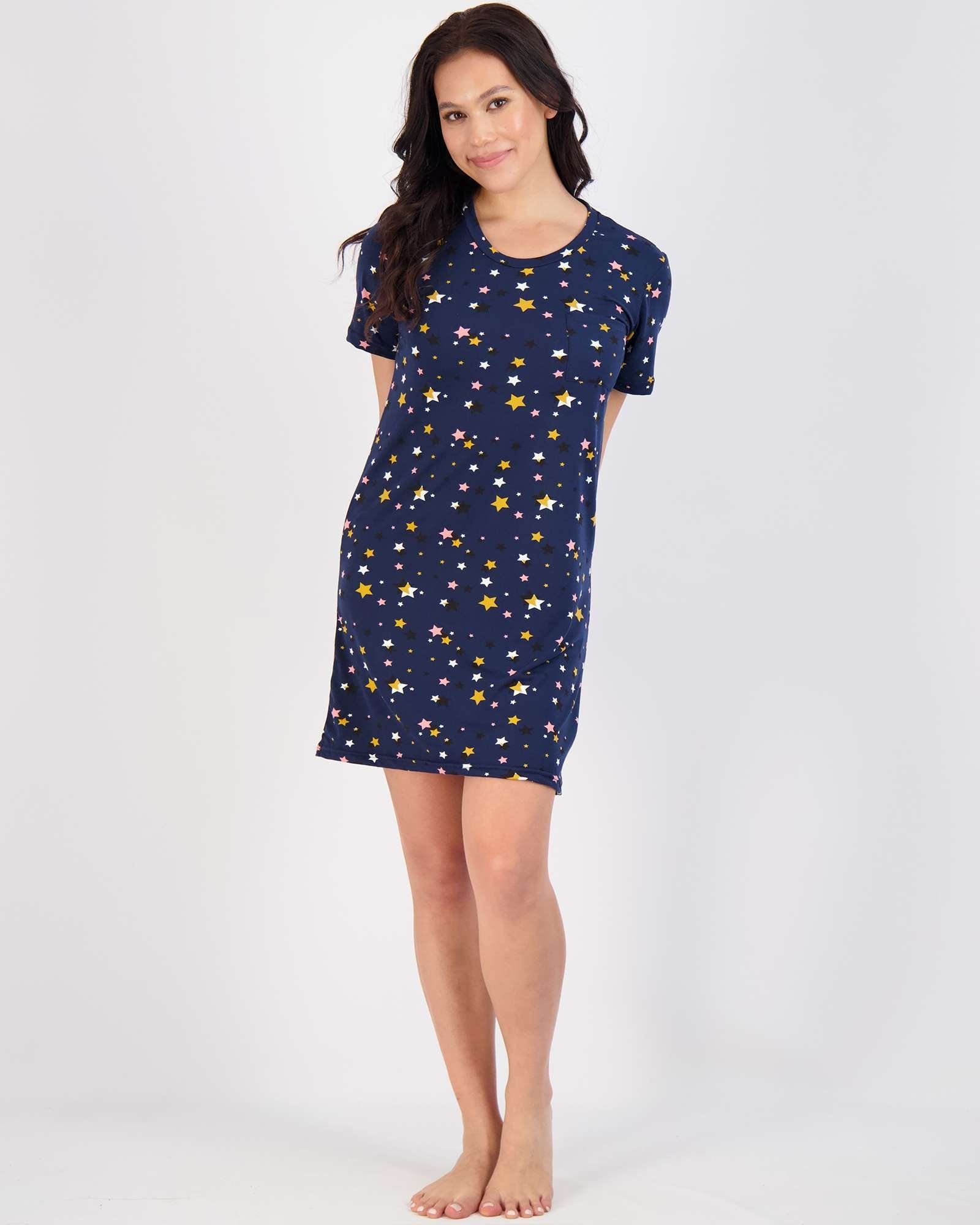 3 Pack: Womens Short-Sleeve Ultra-Soft Nightshirt Sleep Dress