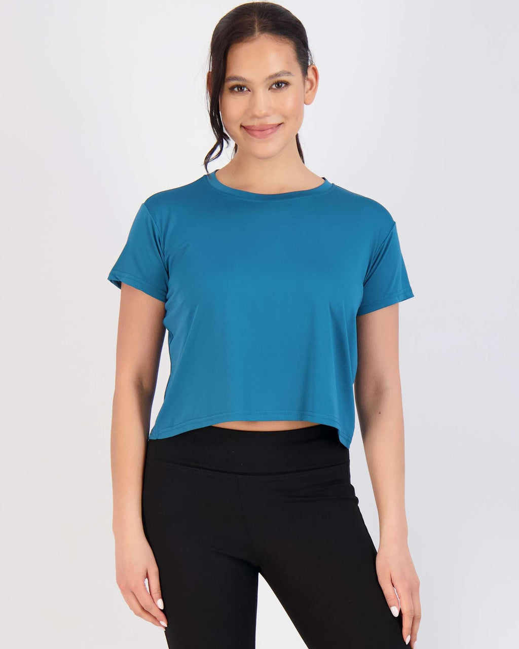 5 Pack: Women's Dry Fit Crop Top - Short Sleeve Crew Neck Stretch Athletic Tee (Available in Plus Size)