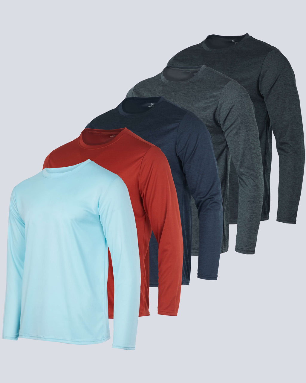 5 Pack: Men's Mesh Quick Dry Athletic Long Sleeve T-Shirt  UPF SPF UV Sun (Available in Big & Tall)
