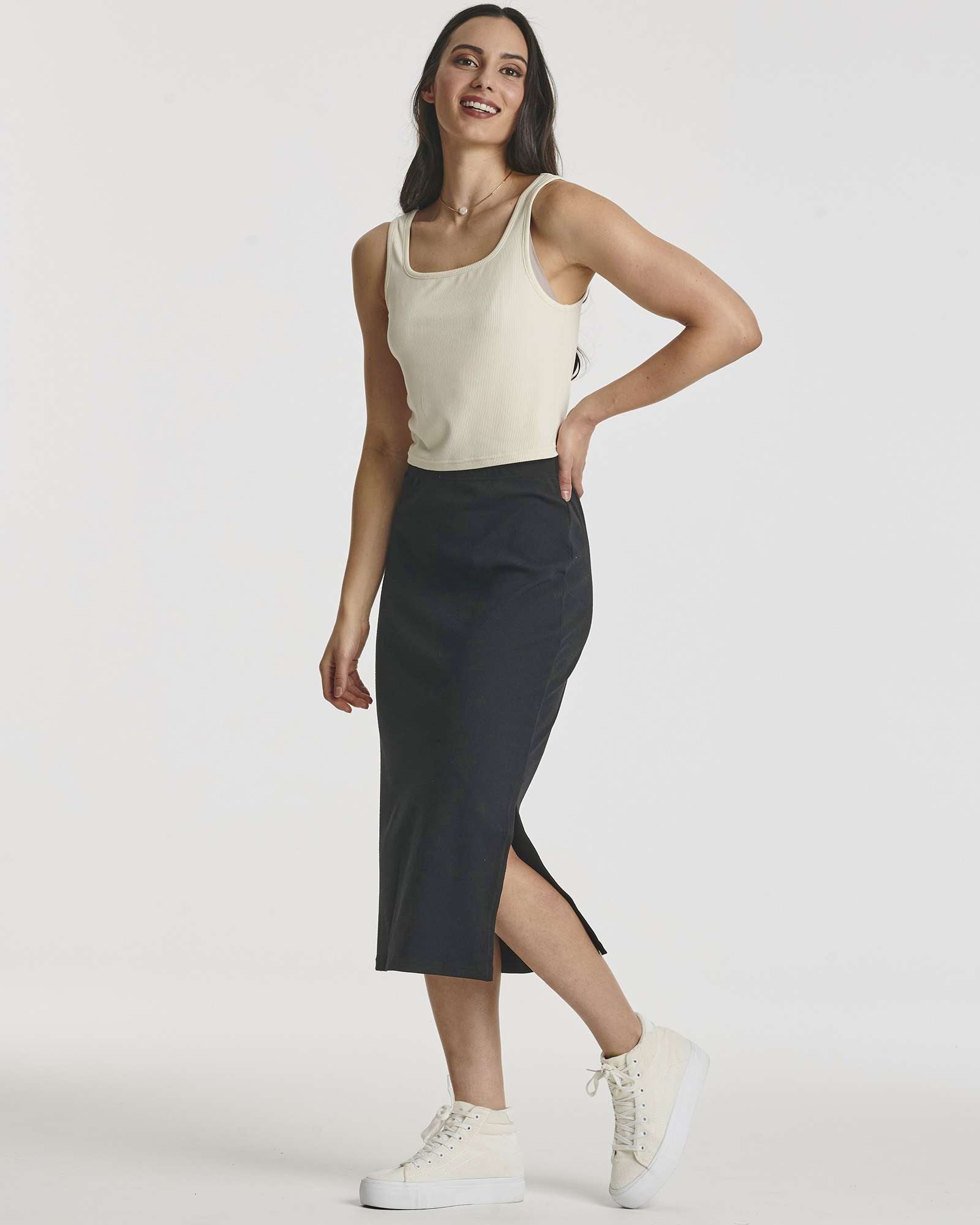 3 Pack: Women's Midi Ribbed Knit Skirt