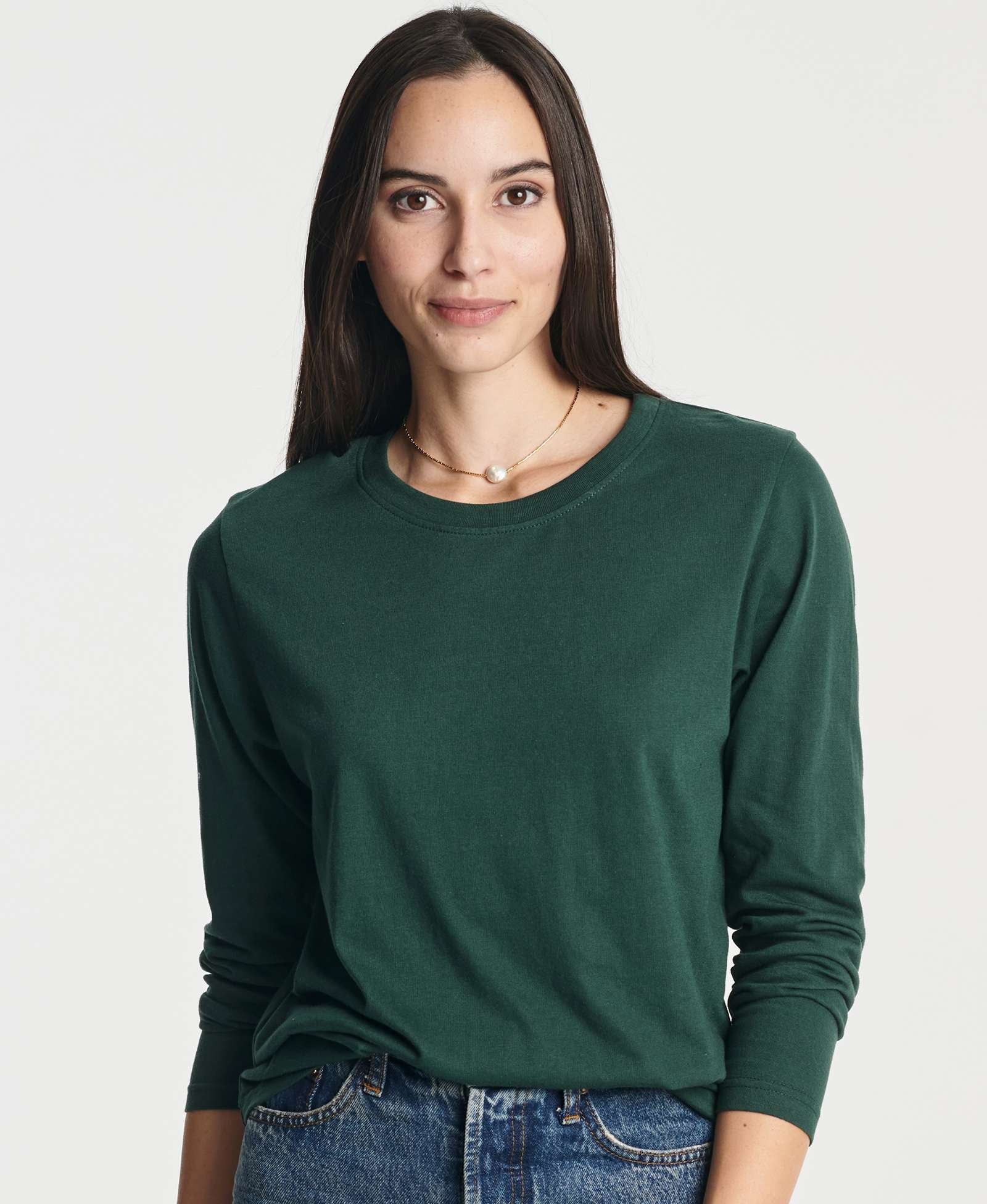 4 Pack: Women's Cotton Classic-Fit Long-Sleeve Crewneck T-Shirt (Available in Plus Size)
