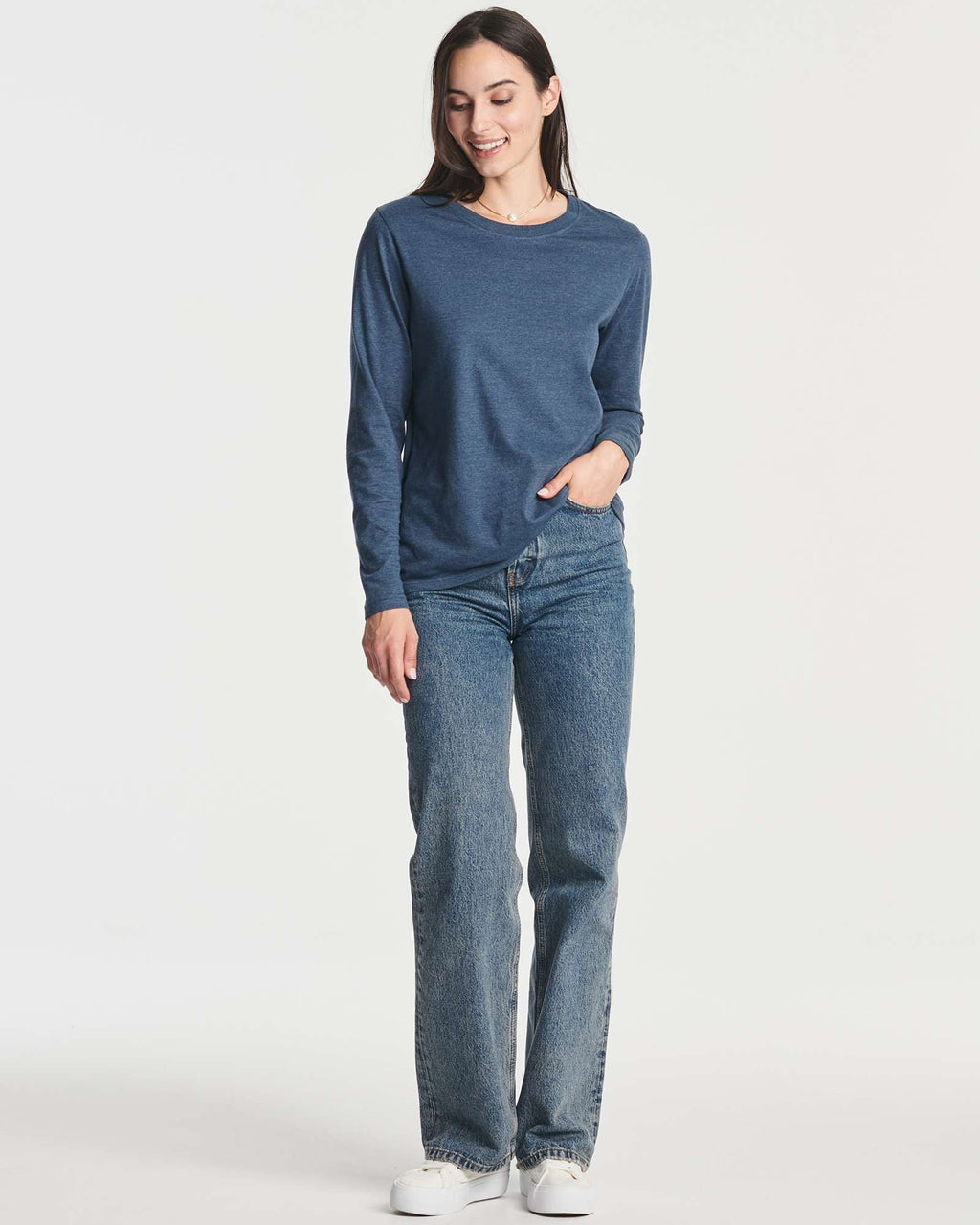 4 Pack: Women's Cotton Classic-Fit Long-Sleeve Crewneck T-Shirt (Available in Plus Size)