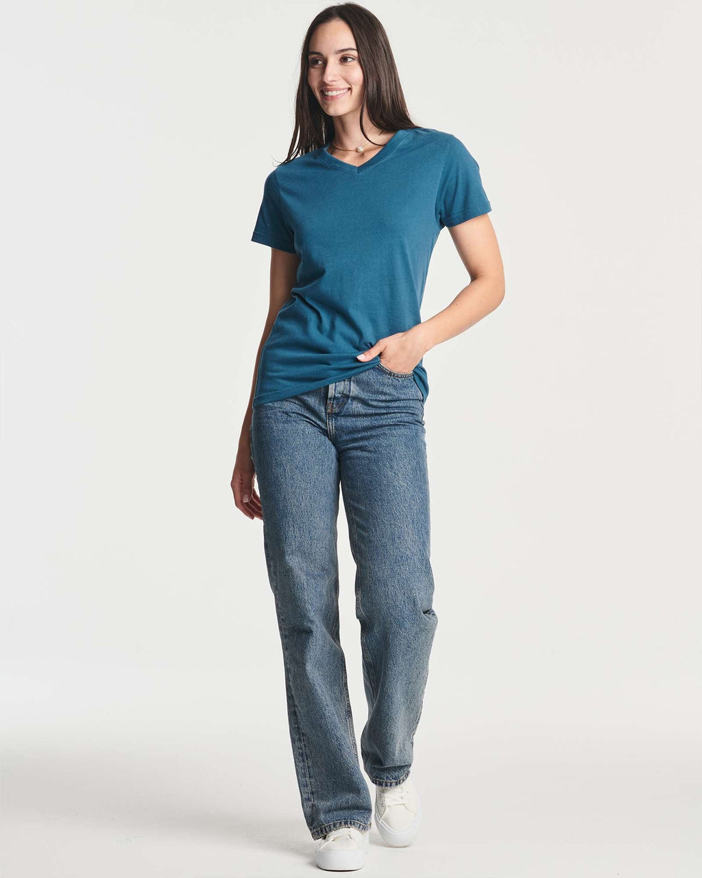 4 Pack: Women's Short-Sleeve V-Neck T-Shirt (Available in Plus Size)