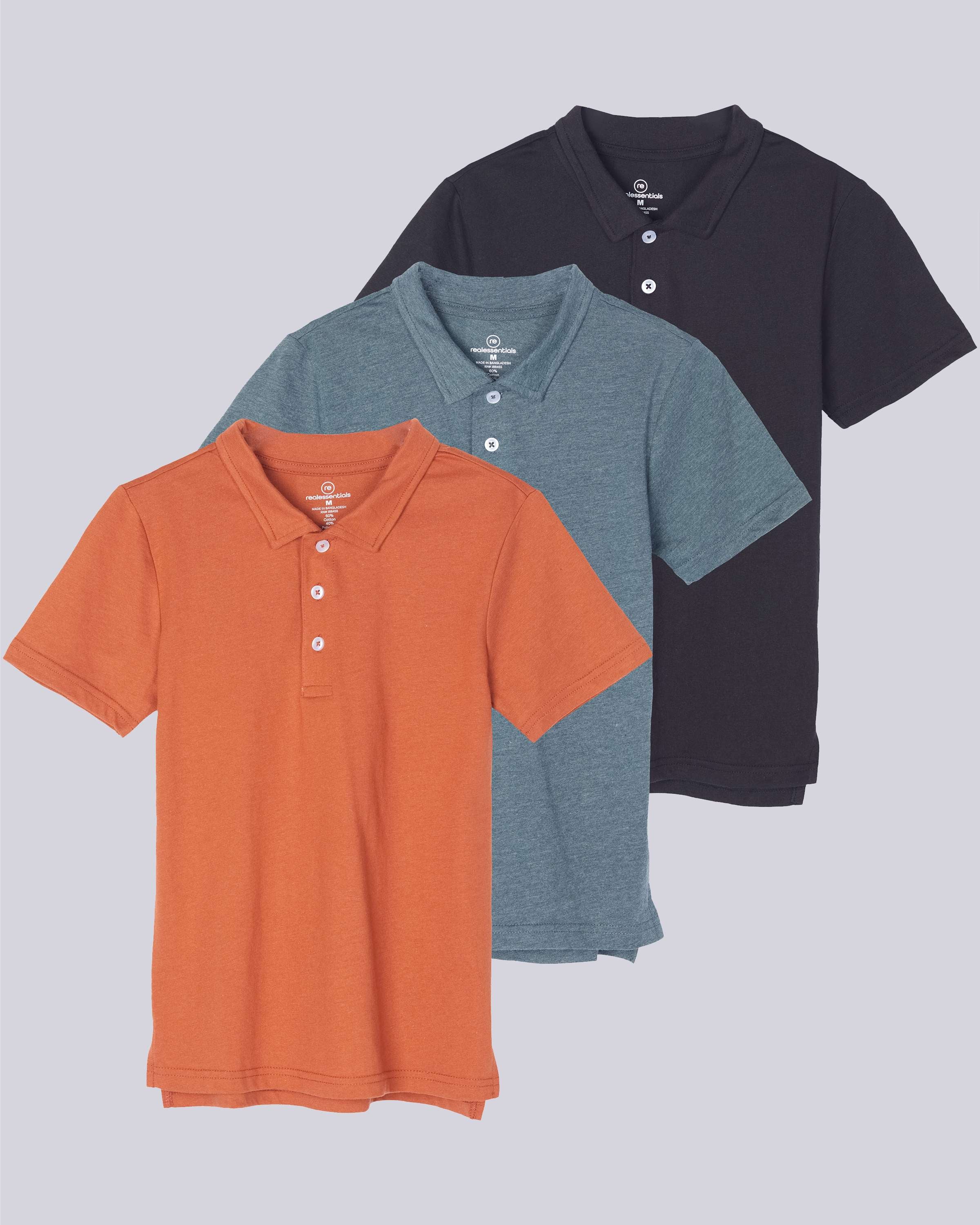 3 Pack: Boys' Jersey Cotton Polo Shirt