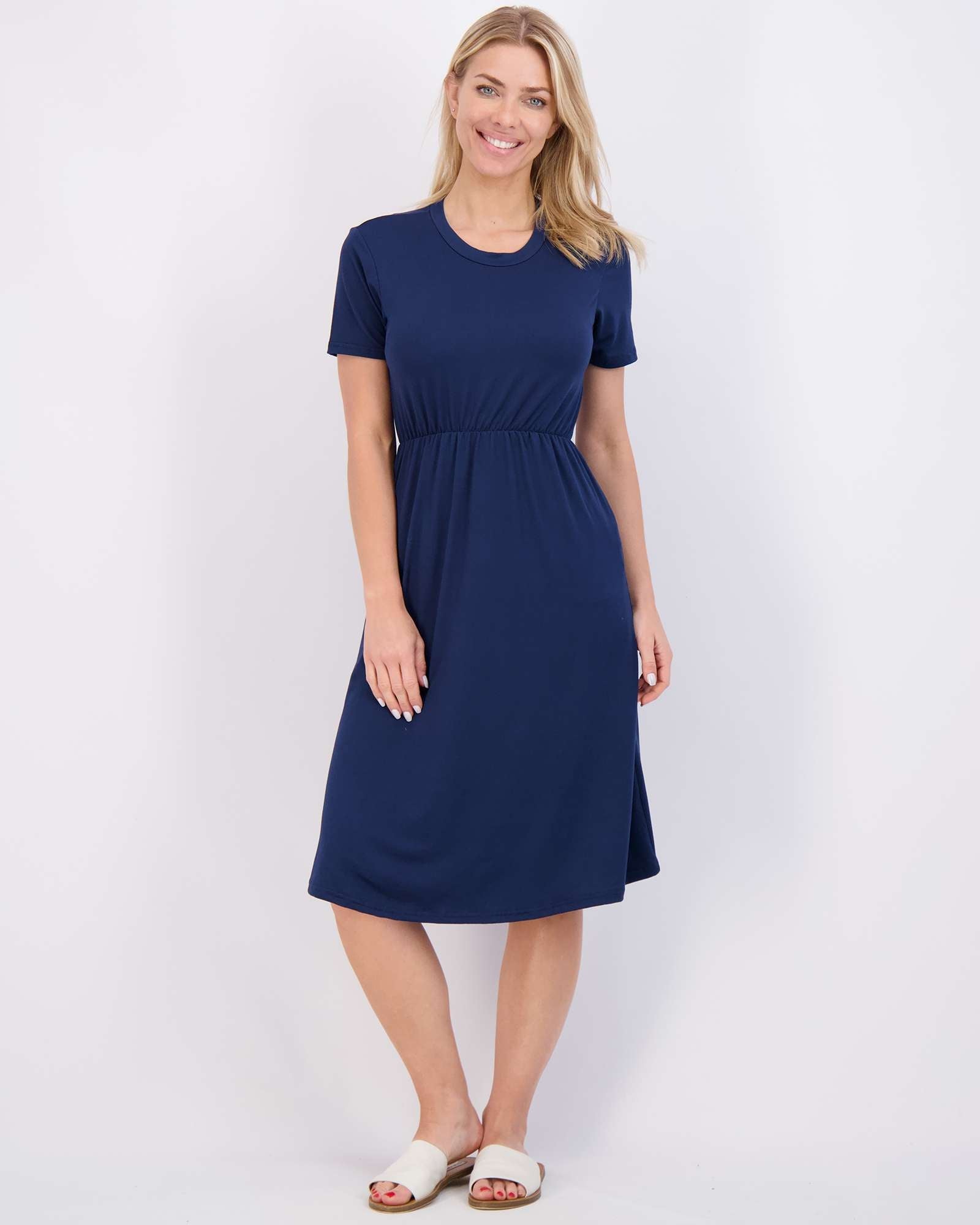 3 Pack: Women's Midi Short Sleeve Soft T-Shirt Dress (Available in Plus Size)