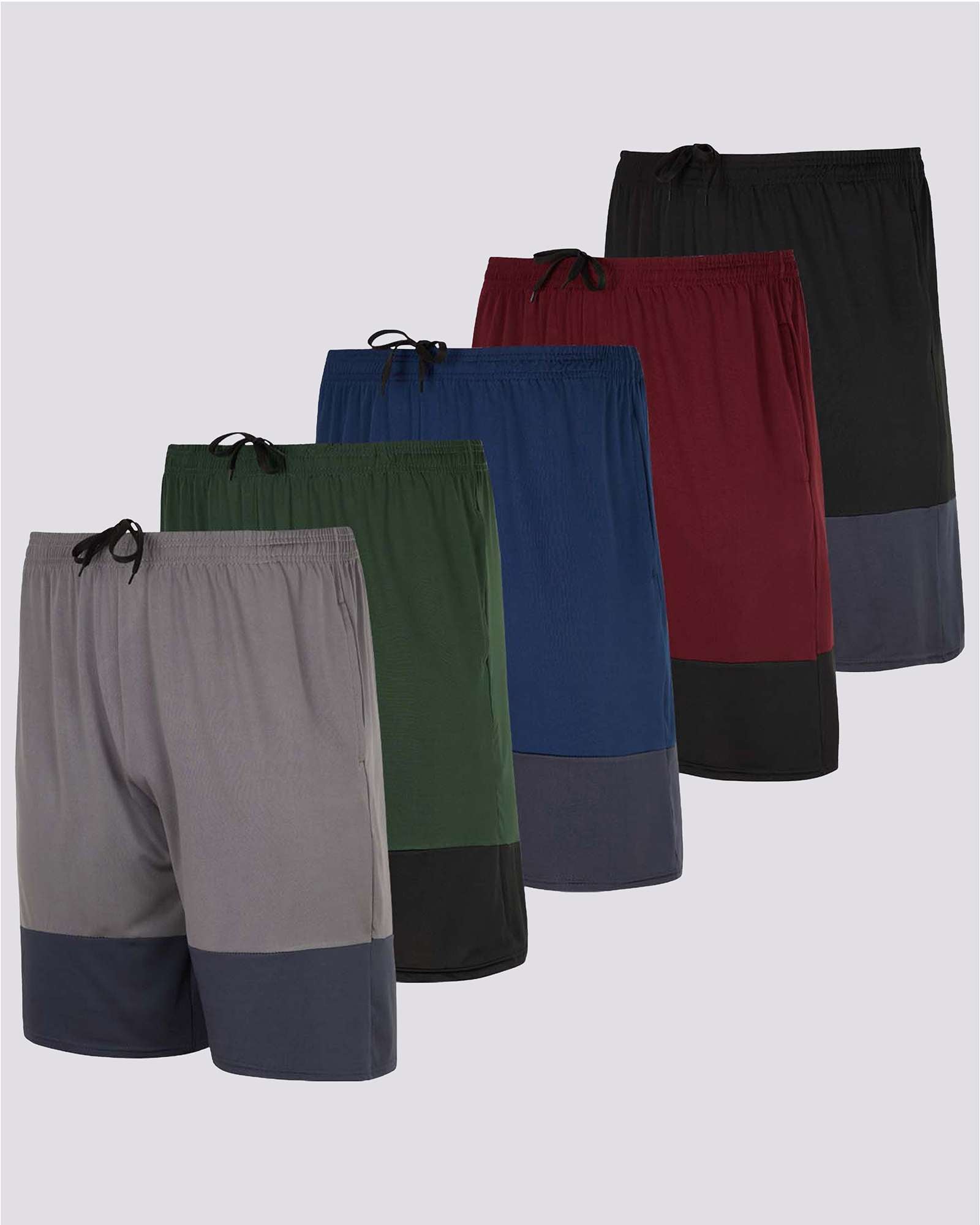 5 Pack: Mens Dry-Fit Active Performance Shorts