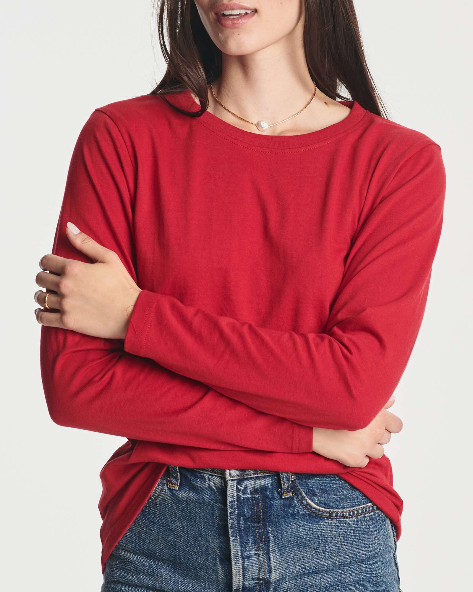 4 Pack: Women's Cotton Classic-Fit Long-Sleeve Crewneck T-Shirt (Available in Plus Size)