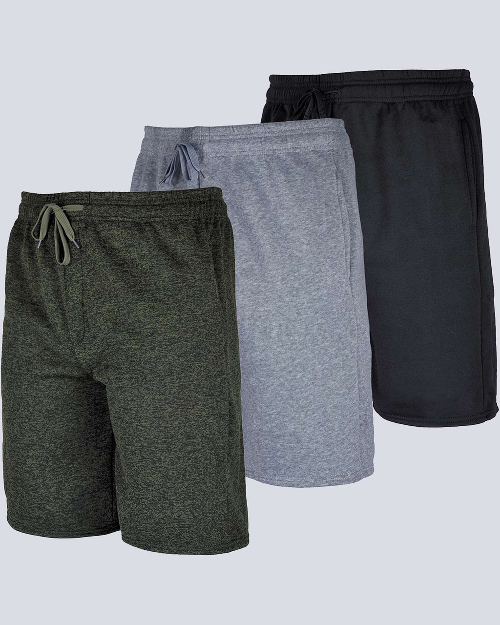 3 Pack: Mens 9" Fleece Casual Lounge Shorts