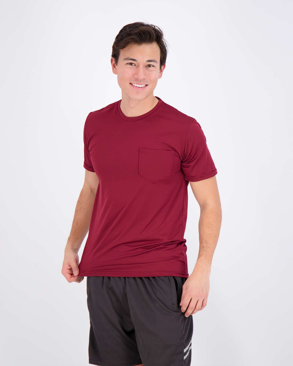 4 Pack: Mens Dry-Fit Active Pocket Short Sleeve Crew T-Shirts (Available in Big & Tall)