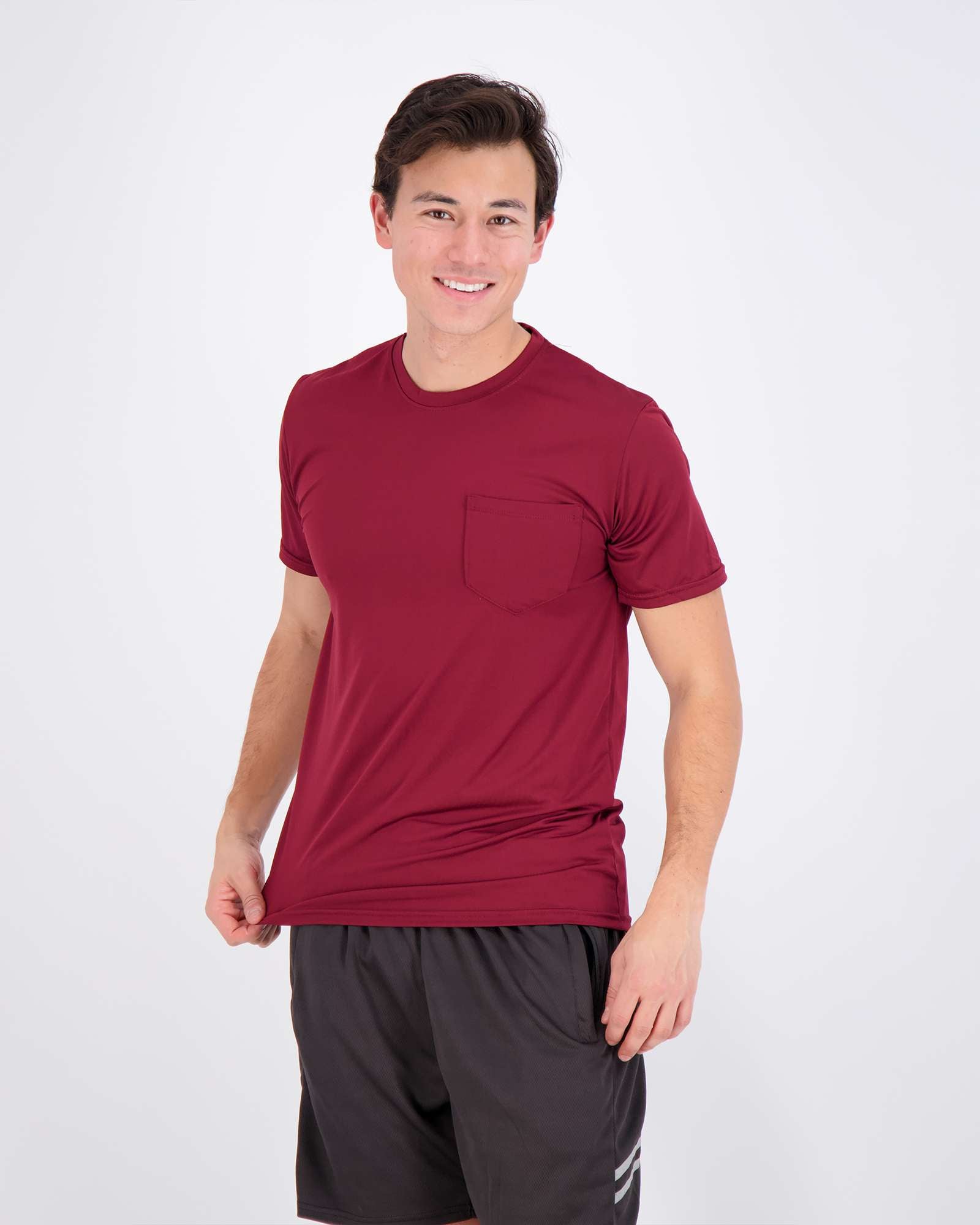 4 Pack: Mens Dry-Fit Active Pocket Short Sleeve Crew T-Shirts (Available in Big & Tall)