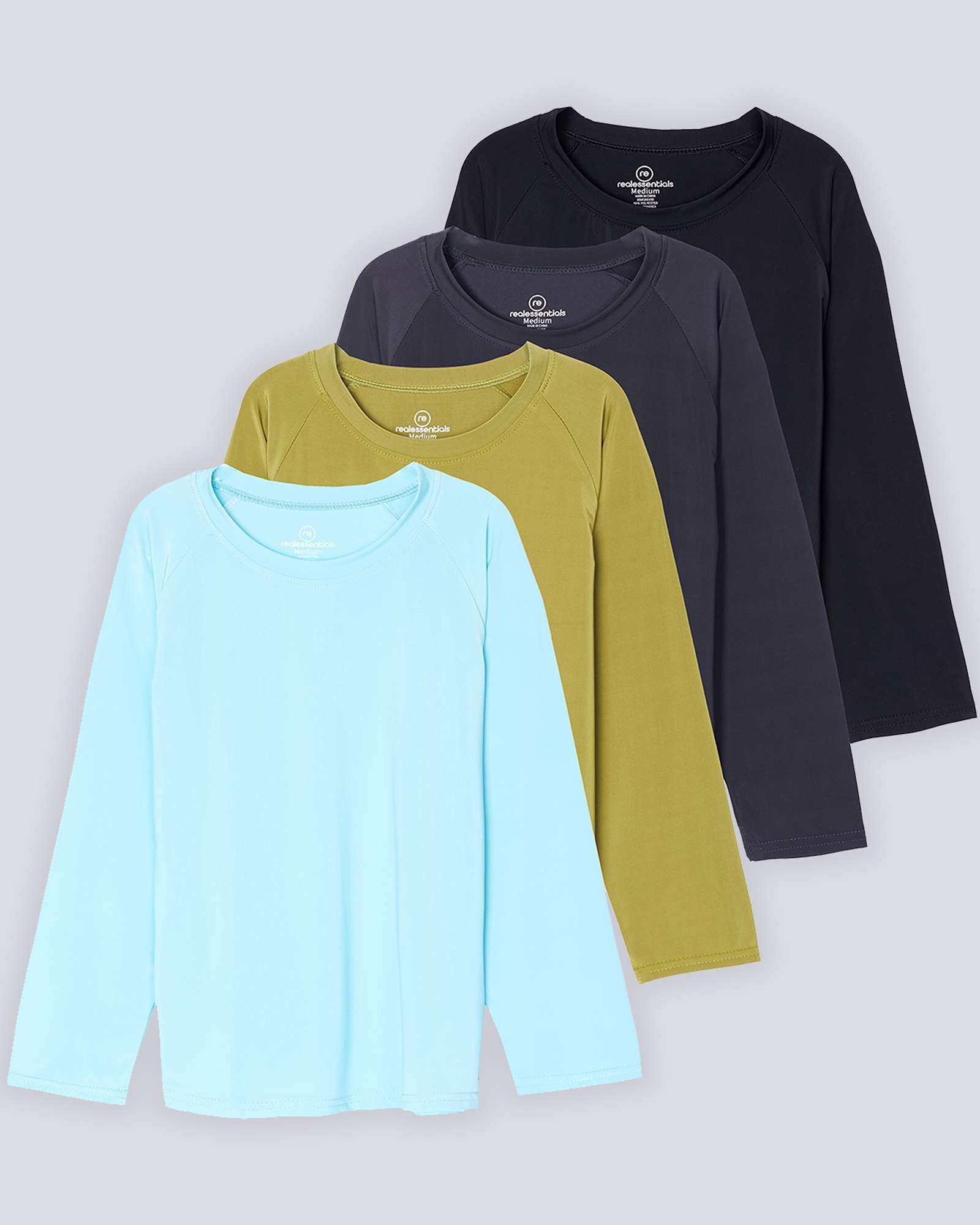 4 Pack: Girls' Long Sleeve Rash Guard Shirt