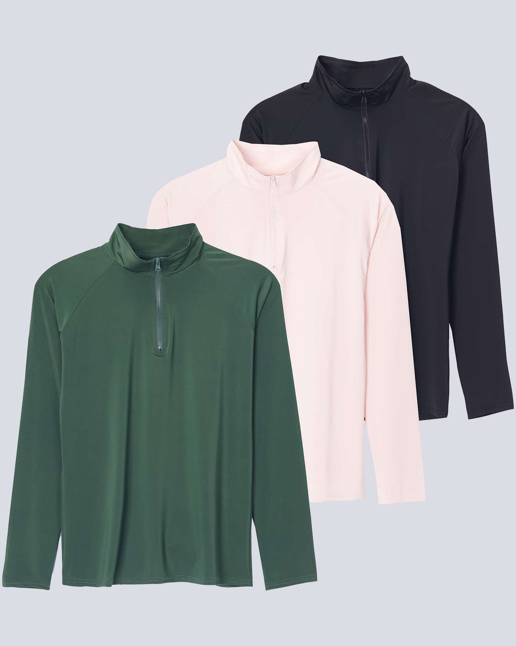3 Pack: Women's 1/4 Zip Rash Guard Long Sleeve Swim Shirt