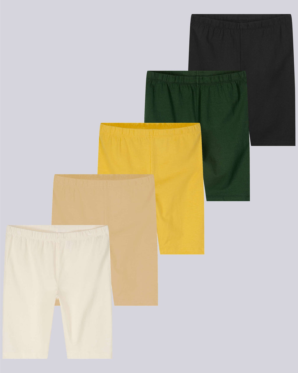 5 Pack: Girls' Cotton Spandex Biker Shorts