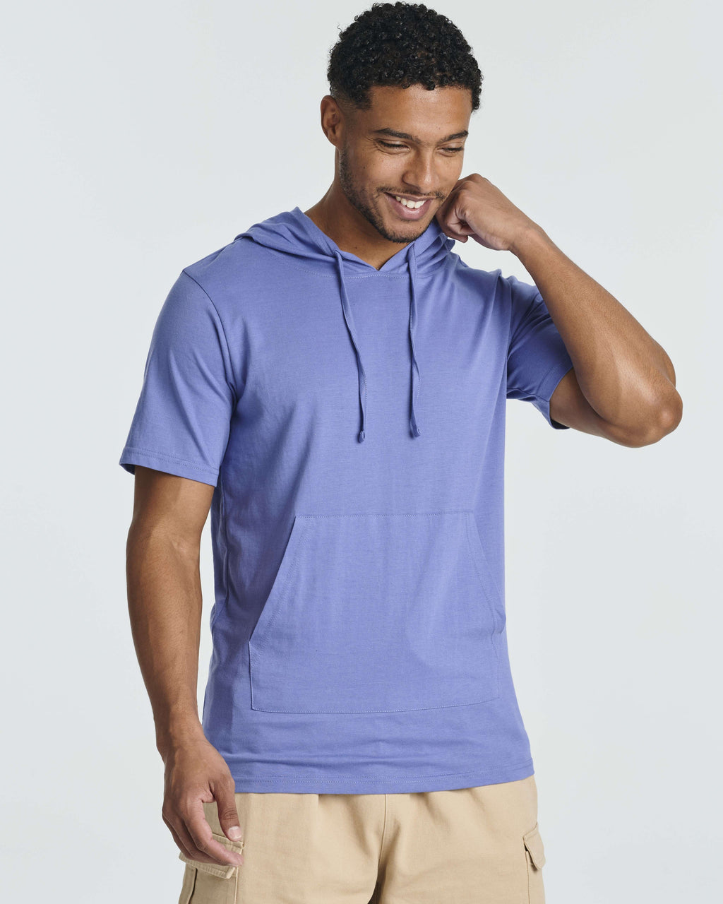 Men's Cotton Short-Sleeve Hoodie Hooded T-Shirt With Drawstring & Pockets (Available in Big & Tall)