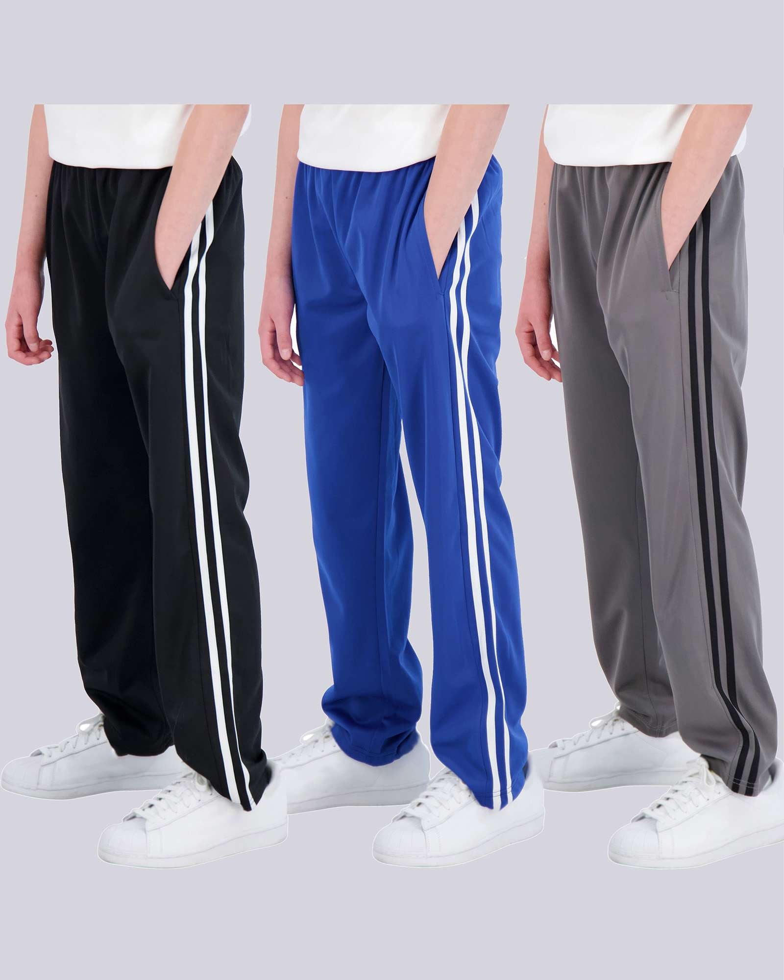 3 Pack: Boys Tricot Open Bottom Fleece-Lined Sweatpants