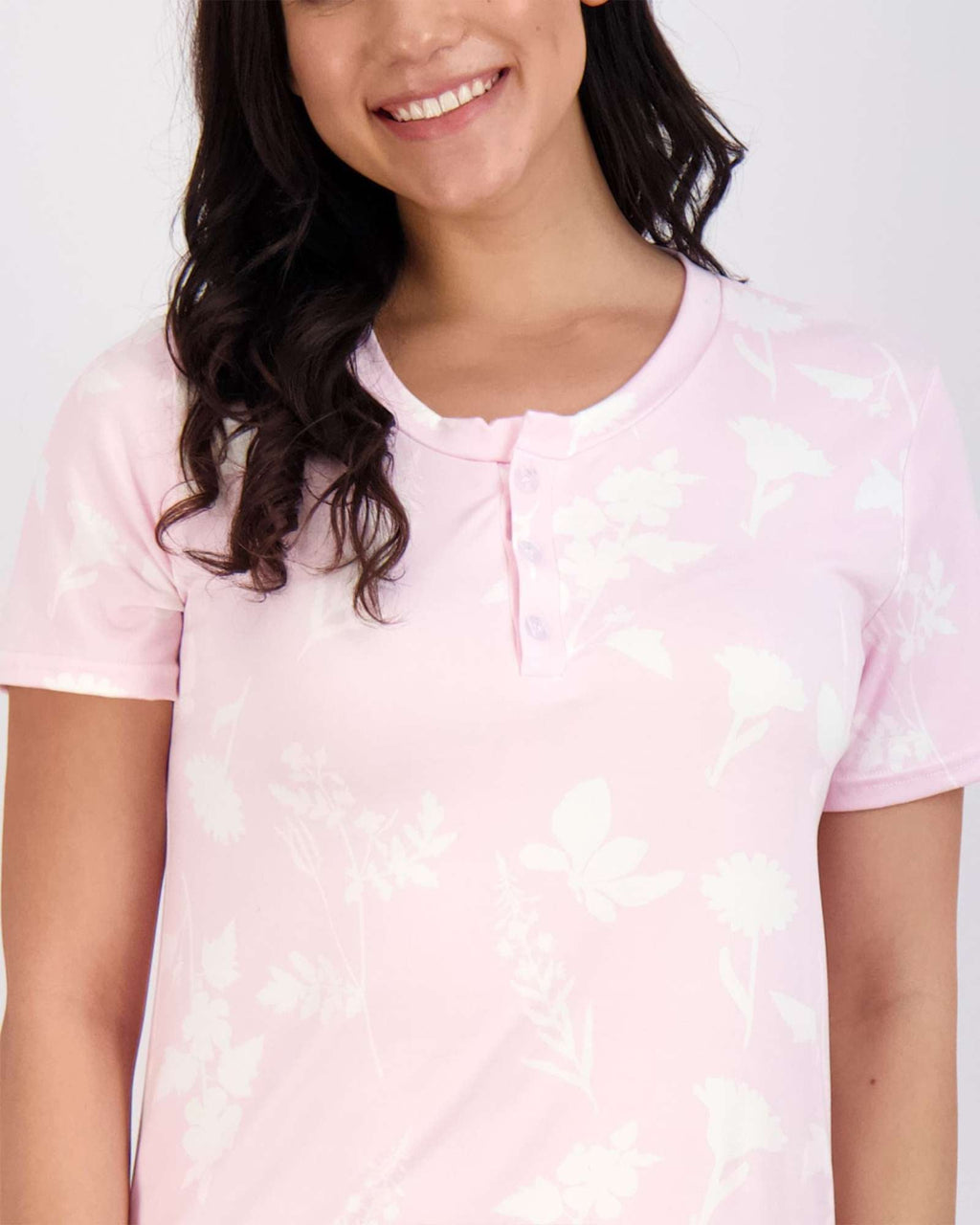 3 Pack: Womens Short Sleeve Henley Nightshirt Nightgown Sleep Dress