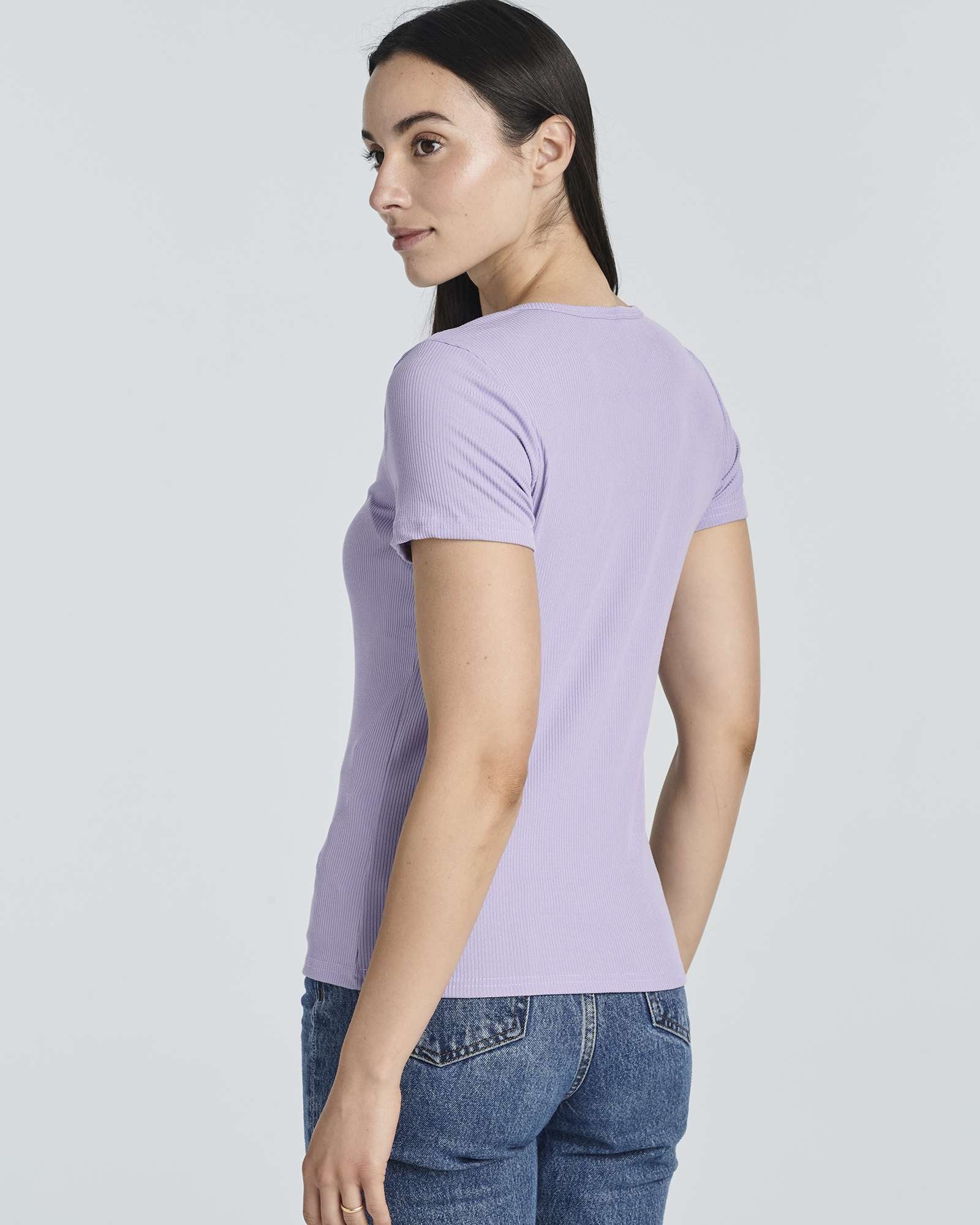 4 Pack: Women's Ribbed Knit Short Sleeve T-Shirt (Available in Plus)
