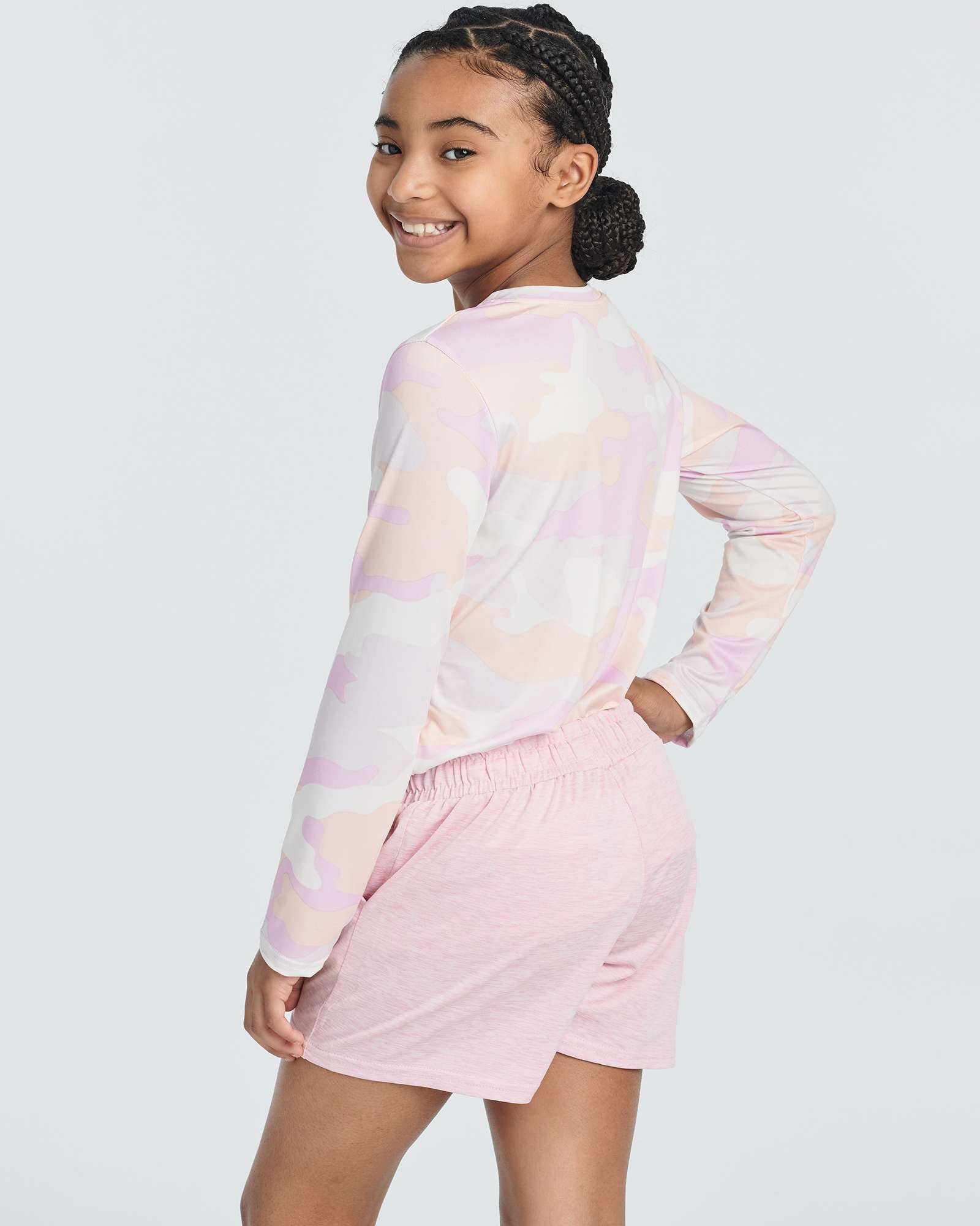 4 Pack: Girls Dry-Fit Long Sleeve Active Crew Neck T-Shirt