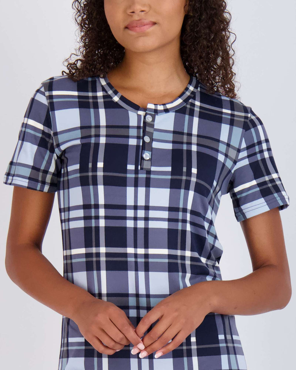 3 Pack: Womens Short Sleeve Henley Nightshirt Nightgown Sleep Dress