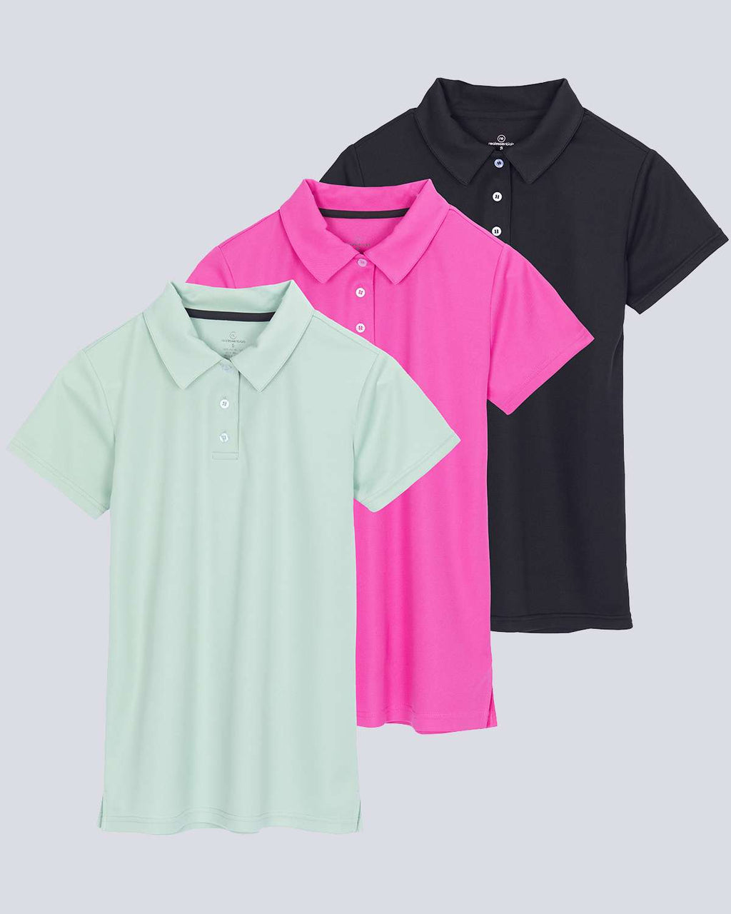 3 Pack: Womens Short Sleeve Dry-Fit Performance Polo Shirt (Available In Plus Size)