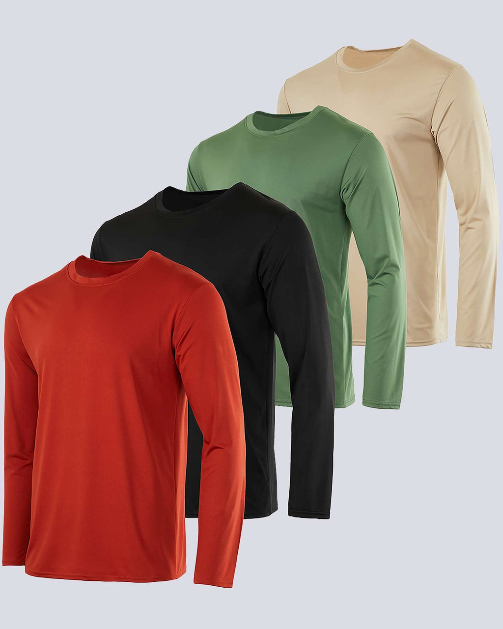 Real Essentials 4 Pack: Men's Dry-Fit UV Moisture Wicking UPF 50+ SPF Sun Protective Fishing Hiking Swim Long Sleeve Shirt