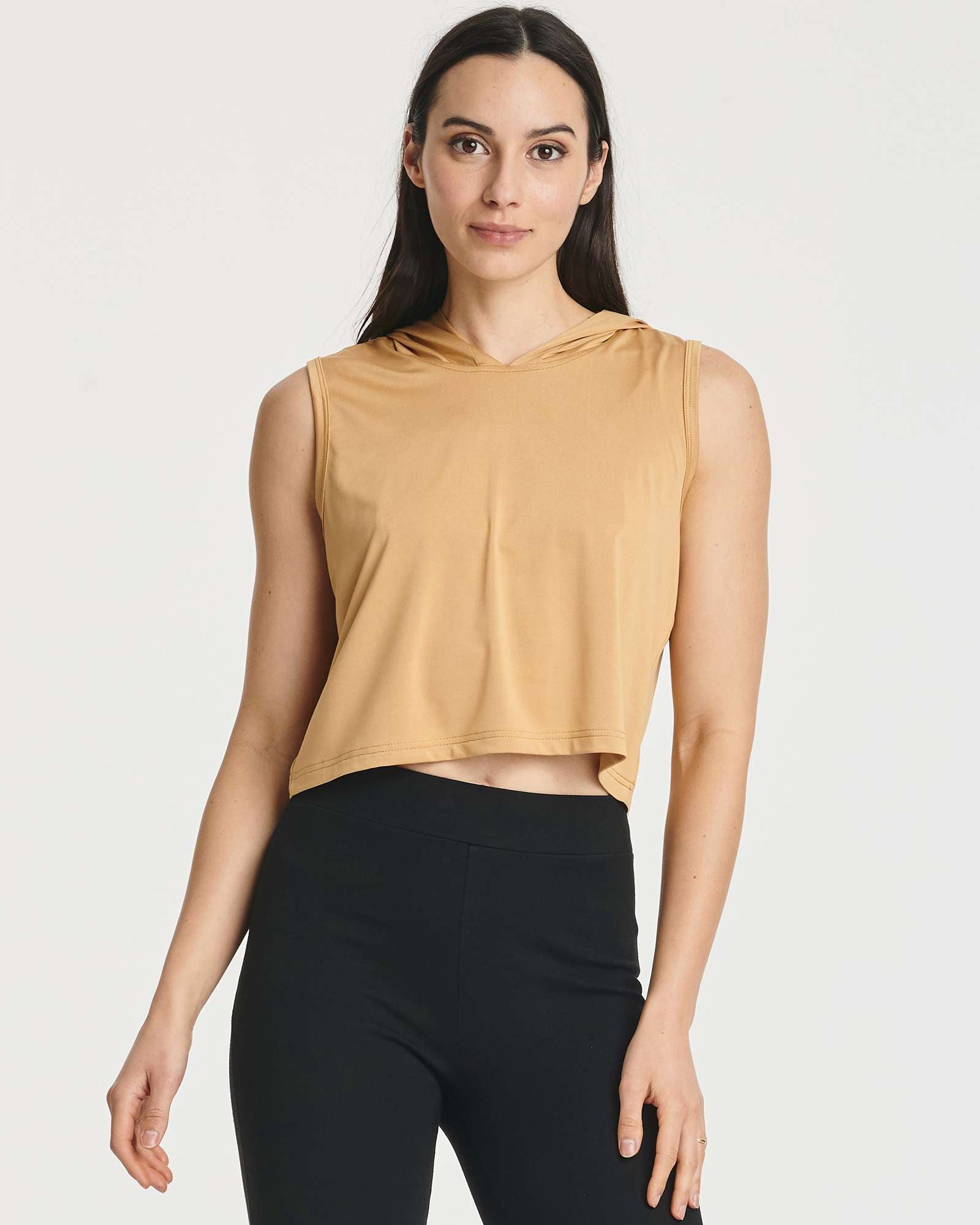 3 Pack: Women's Sleeveless Cropped Tank Top Hoodie