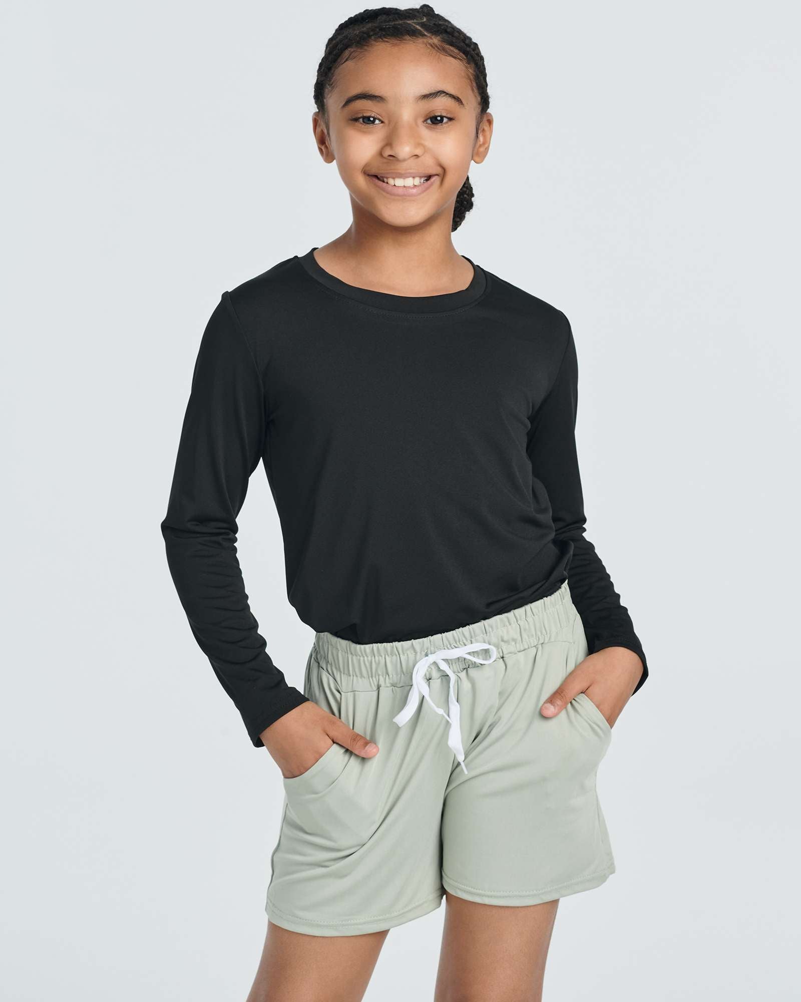 4 Pack: Girls Dry-Fit Long Sleeve Active Crew Neck T-Shirt