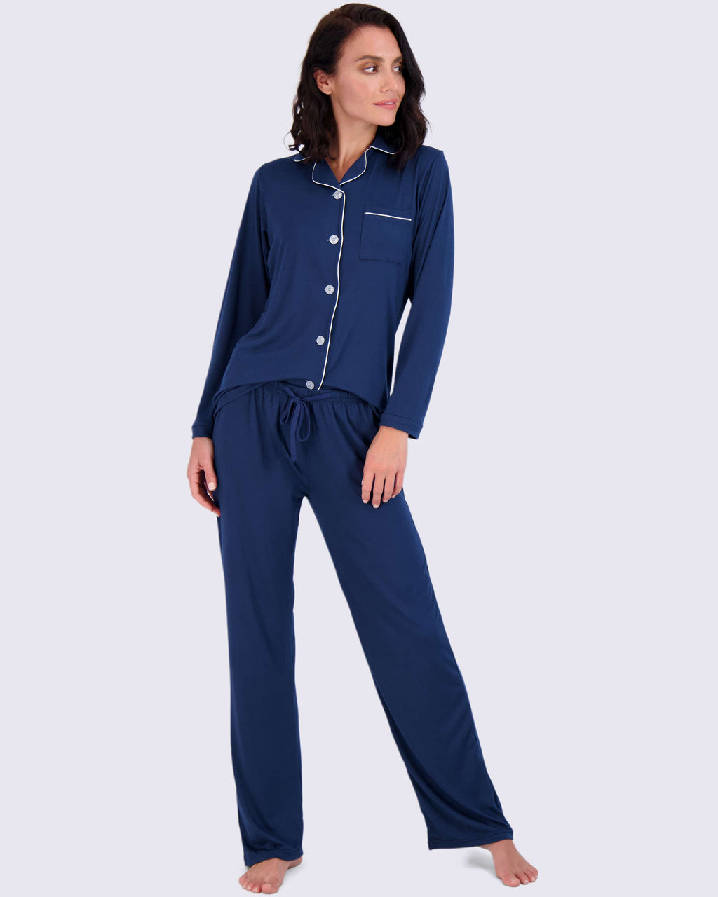 4 Piece: Women’s Long Sleeve Button Down Pajama Set