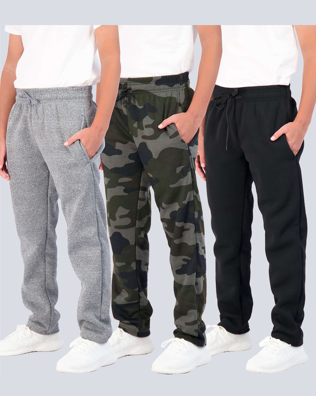 3 Pack: Boys Fleece Open Bottom Sweatpants