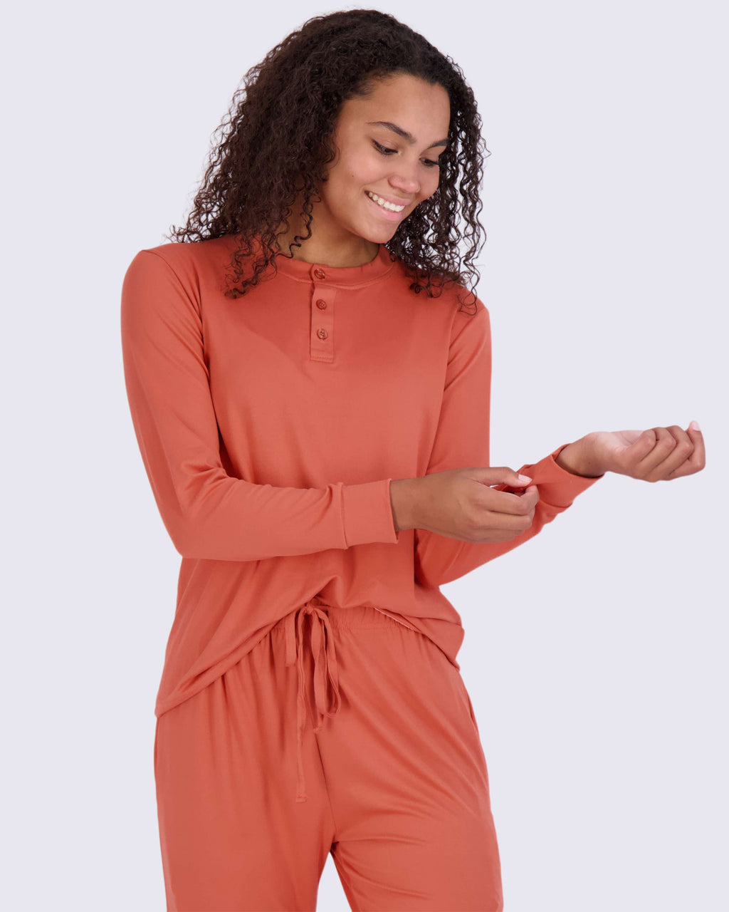 4 Piece: Womens Long Sleeve Henley & Jogger Lounge Pajama Set