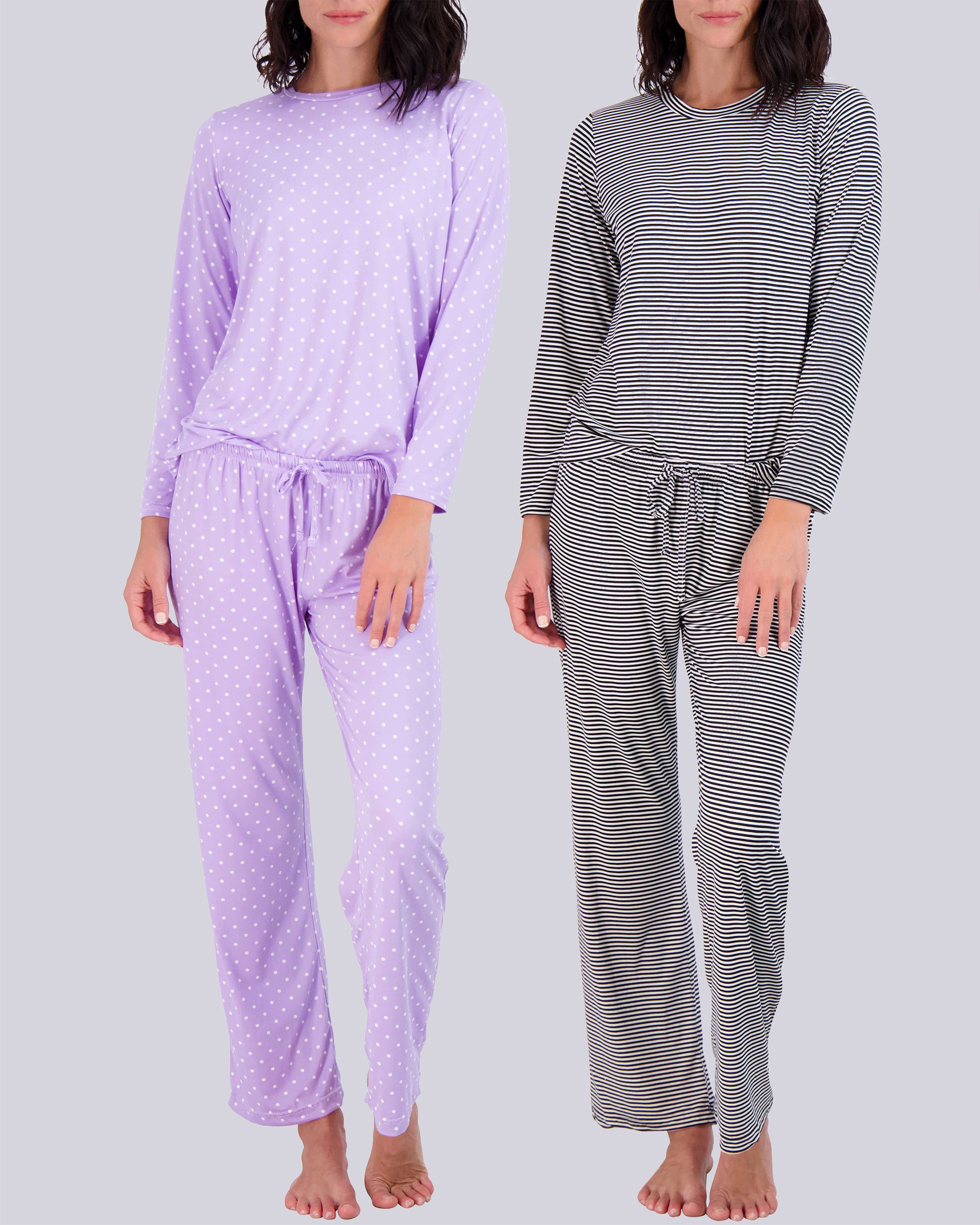 2 Pack: Women’s Pajama Set Super-Soft Long Sleeve Top With Pants