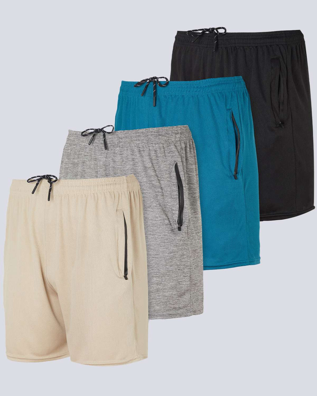4 Pack: Men's 5" Mesh Running Shorts with Zipper Pockets