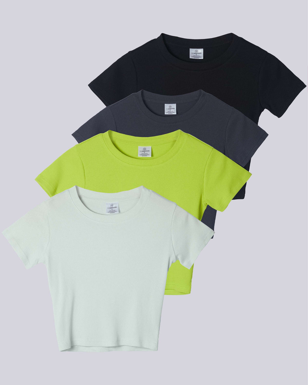 4 Pack: Women's Short Sleeve Ribbed Knit Crop Top