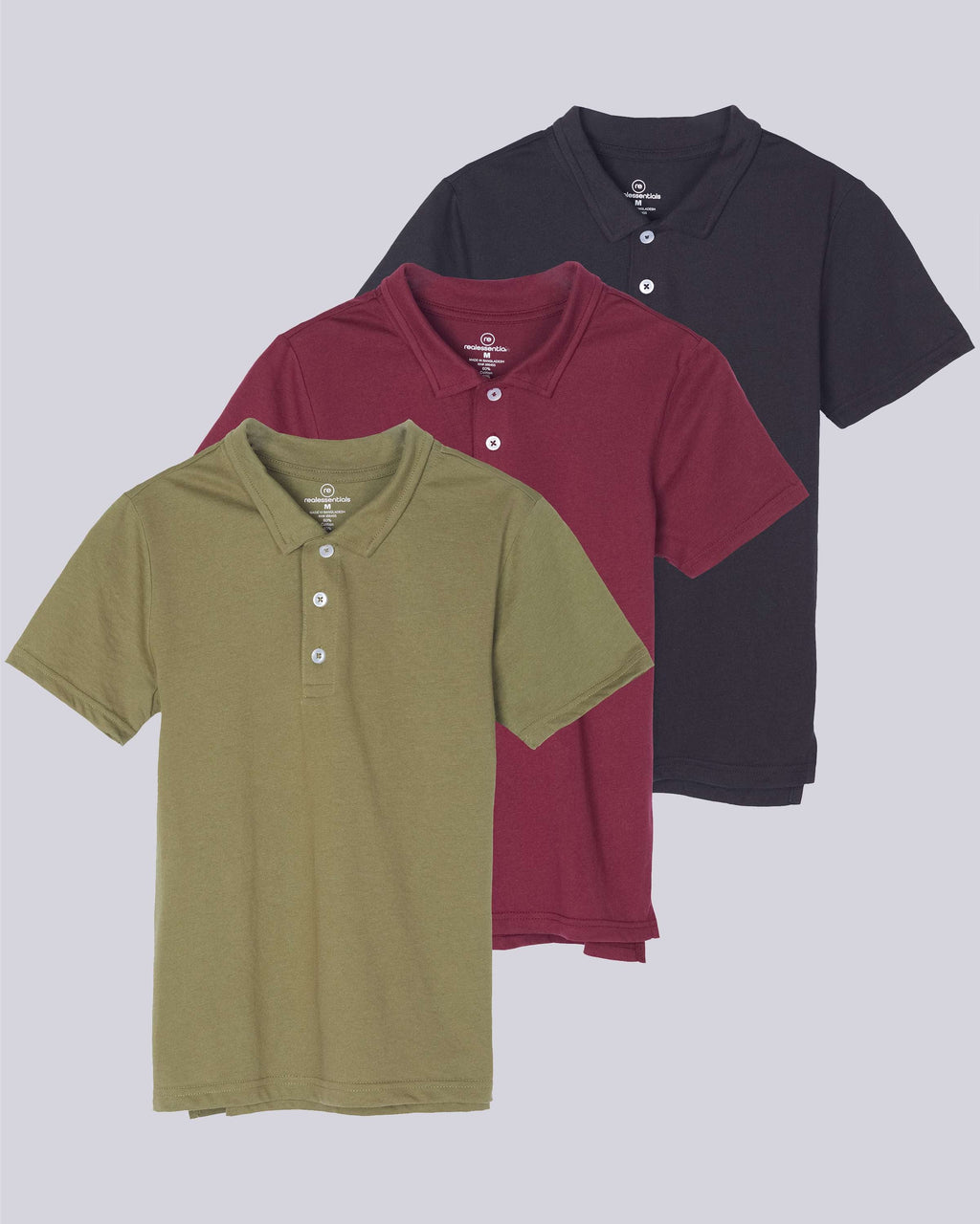 3 Pack: Boys' Jersey Cotton Polo Shirt