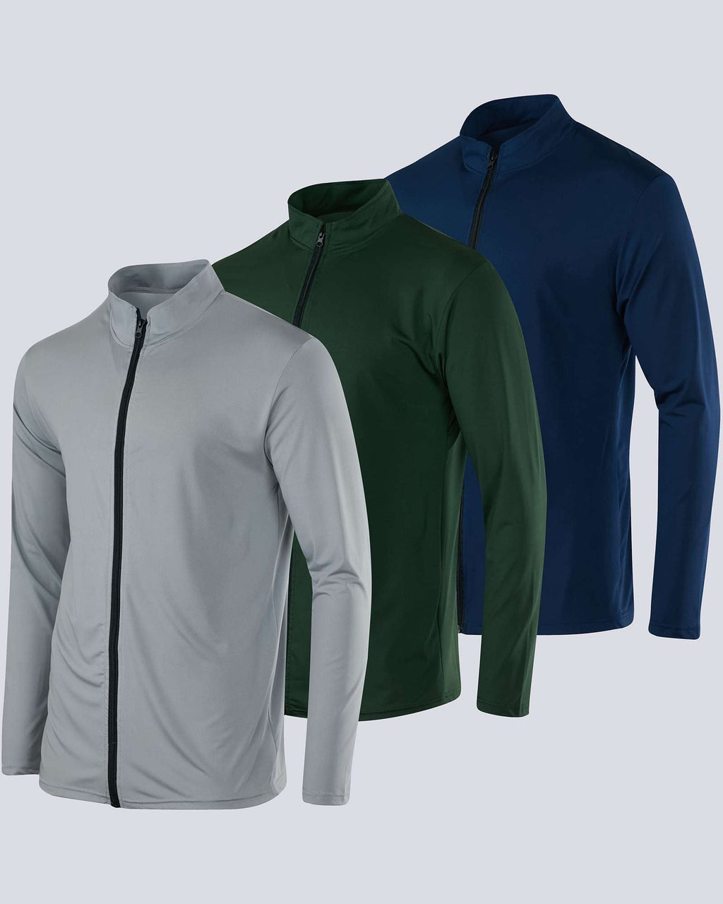 3 Pack: Mens Dry-Fit Full Zip Mock Neck Jacket