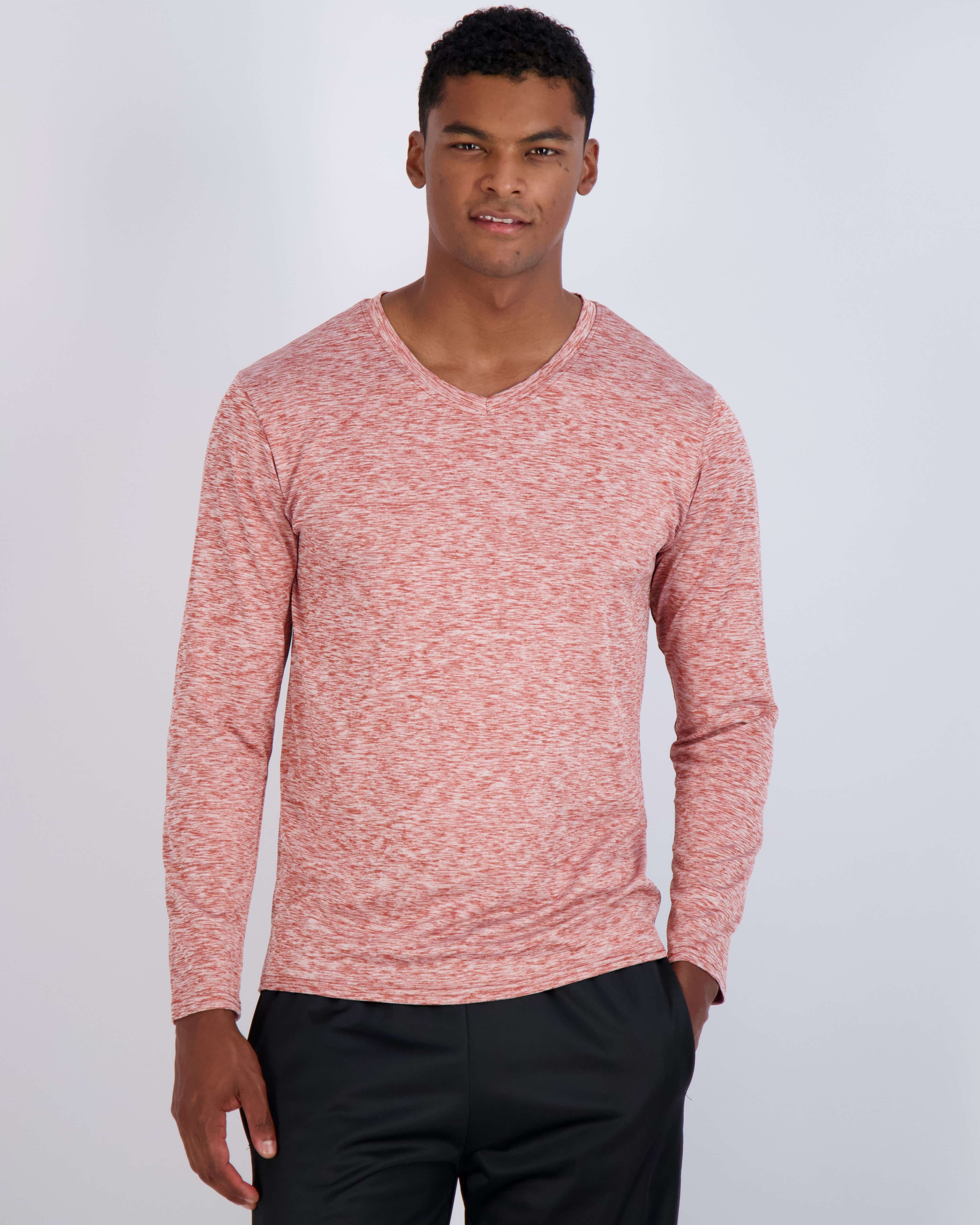 4 Pack: Mens V-Neck Long Sleeve Dry Fit T-Shirt