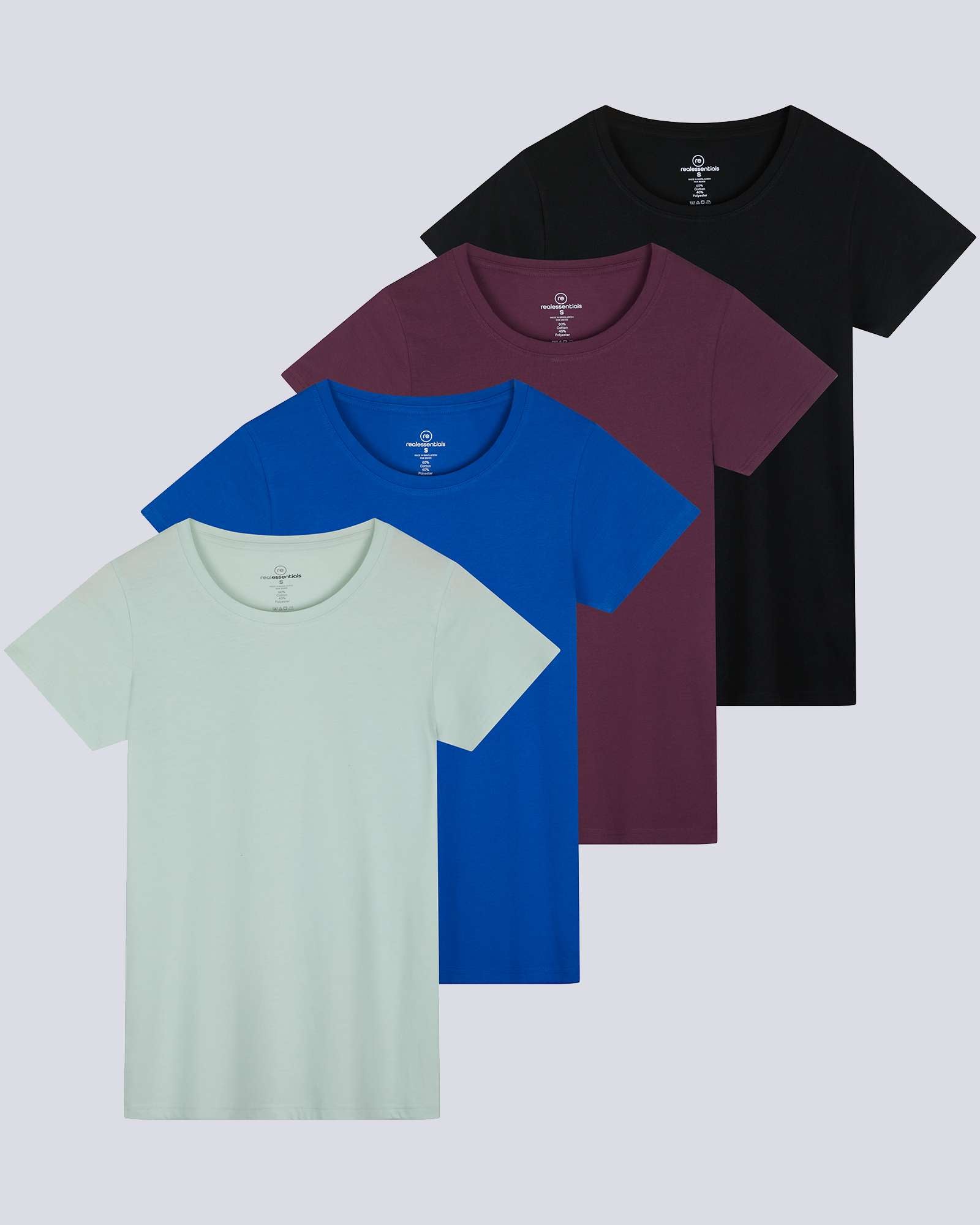 4 Pack: Women's Classic-Fit Cotton Short-Sleeve Scoop Crew Neck T-Shirt (Available in Plus Size)