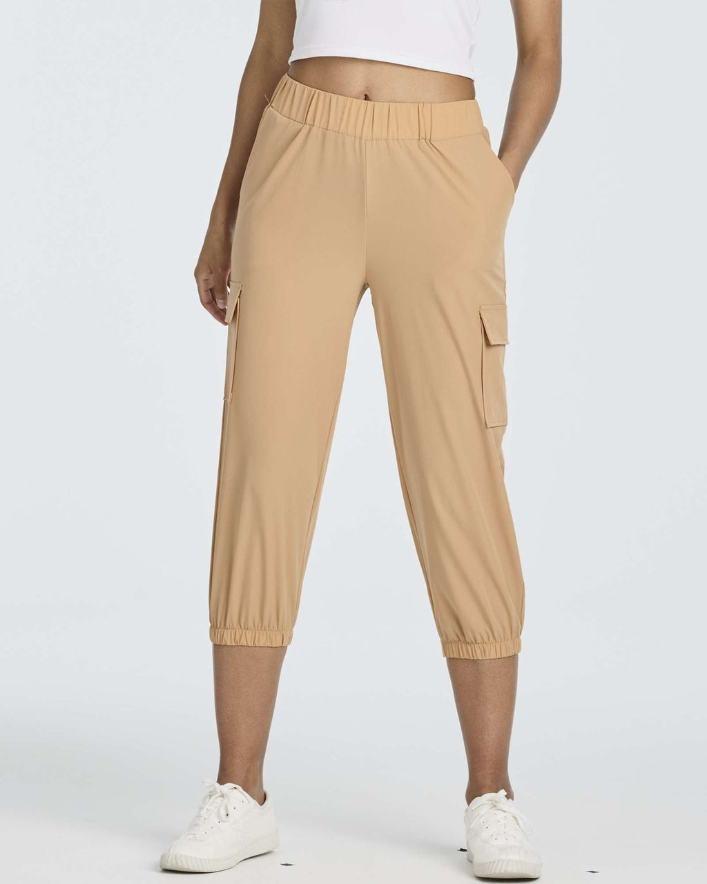 3 Pack: Women's Woven Cargo Capri Jogger Pants