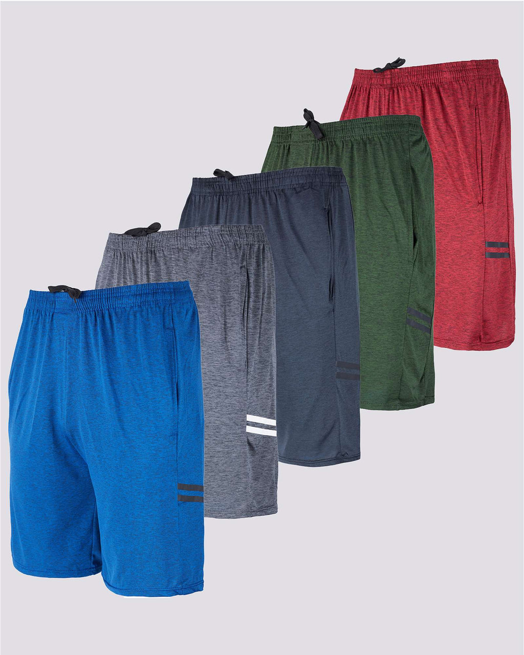 5 Pack: Mens Dry-Fit Active Performance Shorts