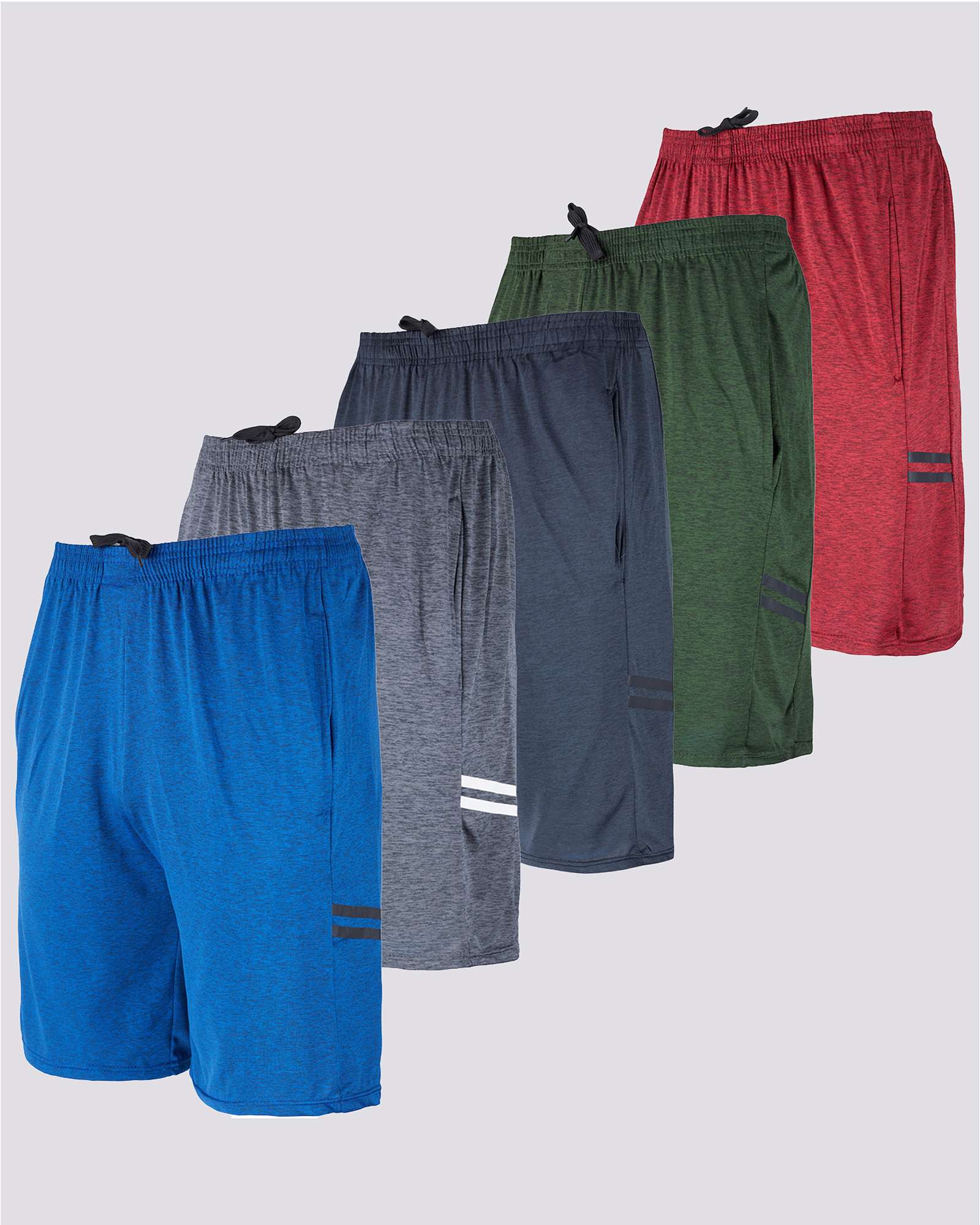 5 Pack: Mens Dry-Fit Active Performance Shorts