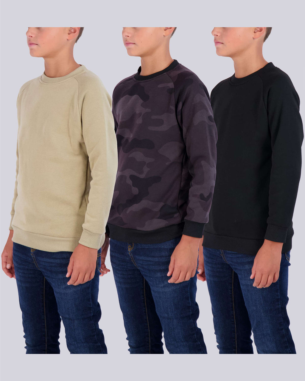 3 Pack: Boys Fleece Crew-Neck Pullover Sweatshirt