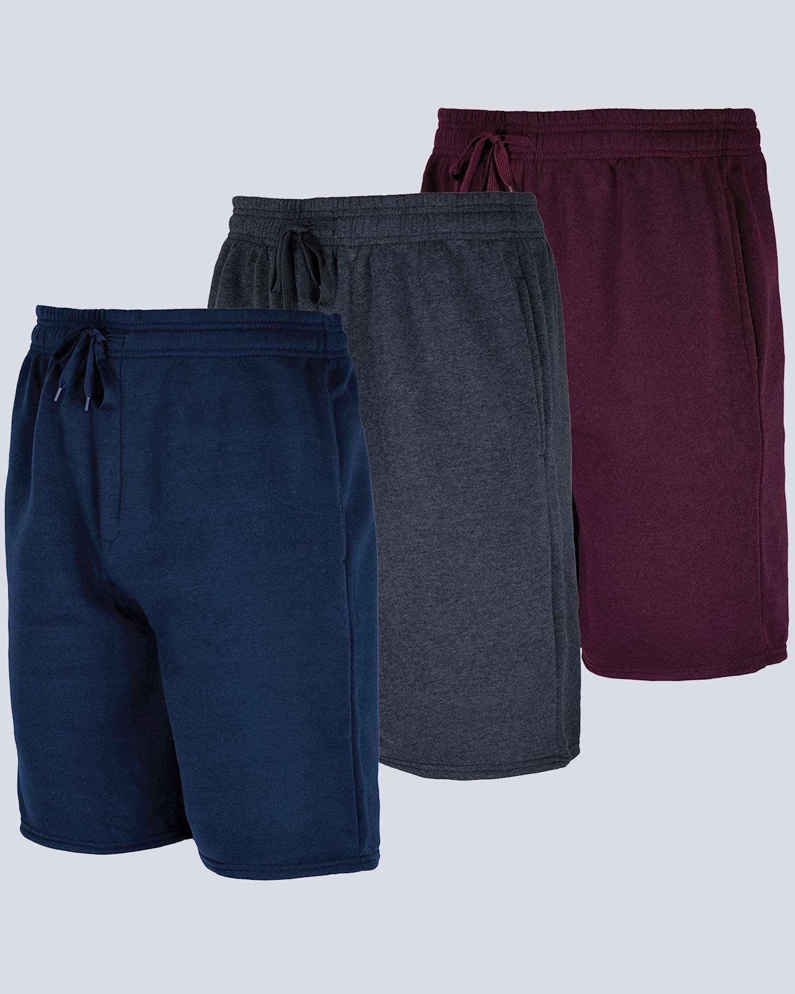 3 Pack: Mens 9" Fleece Casual Lounge Shorts