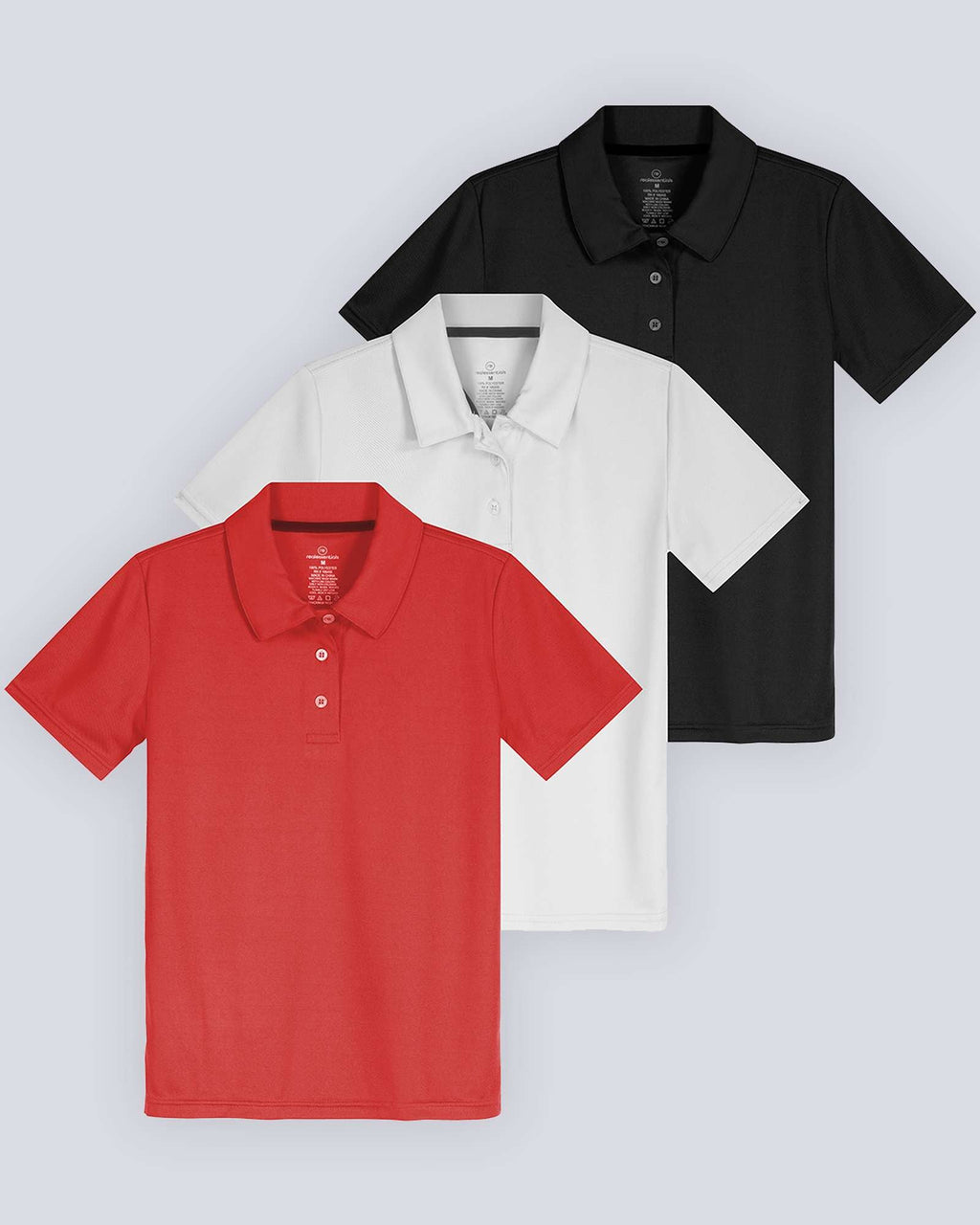 3 Pack: Girls' Short Sleeve Performance Polo