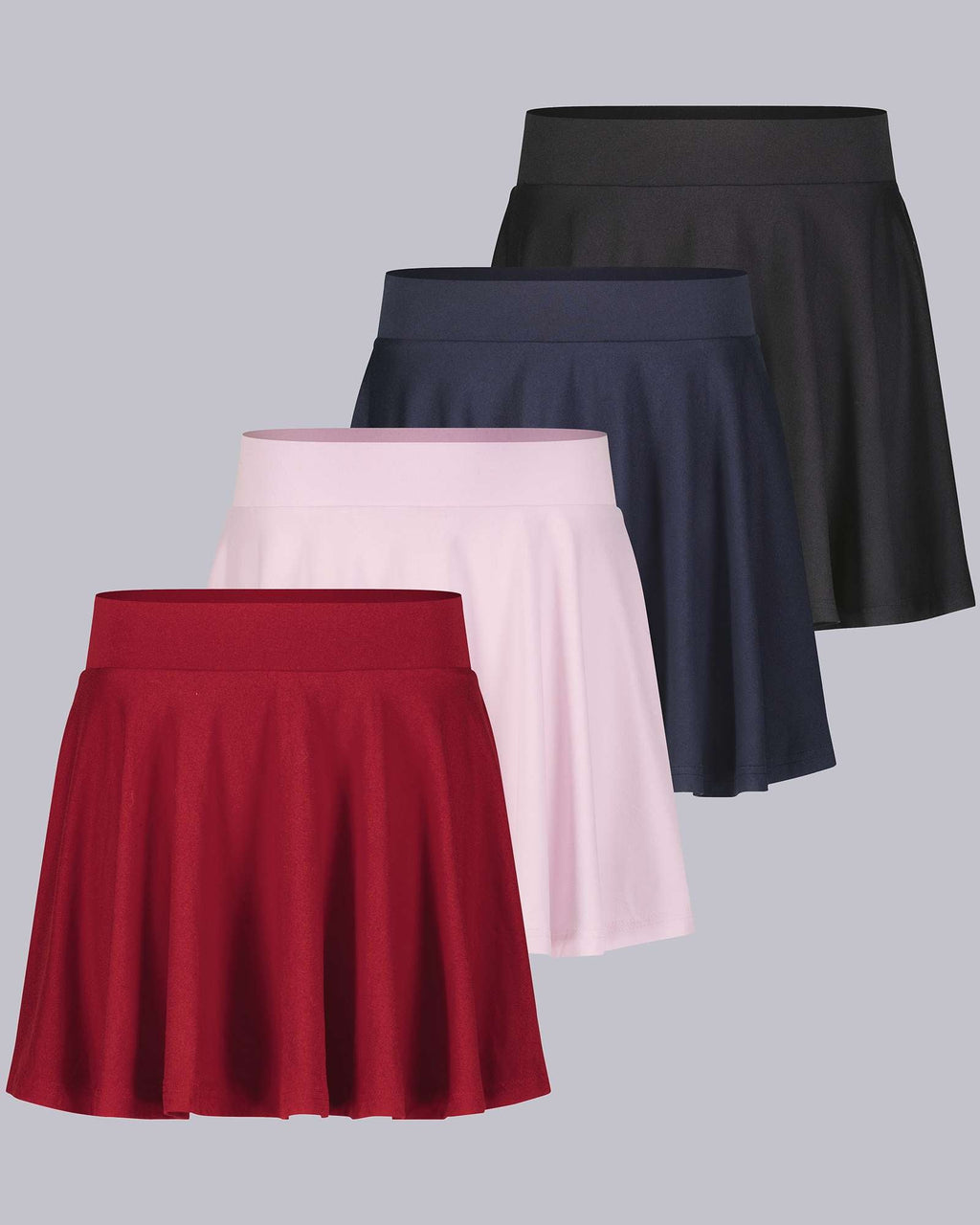 4 Pack: Women's Soft Casual Pleated Mini Skirt
