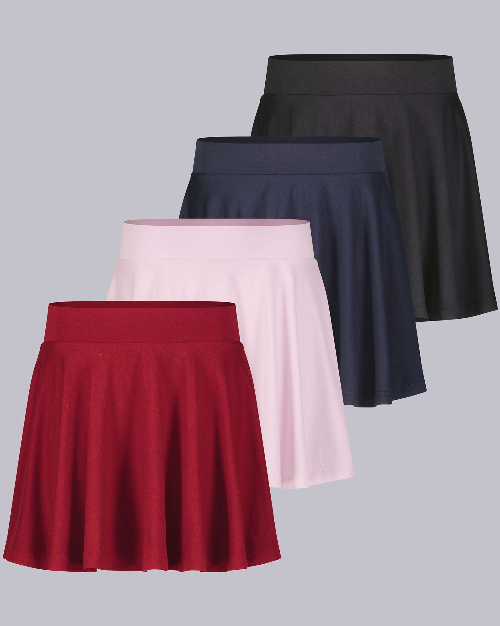 4 Pack: Women's Soft Casual Pleated Mini Skirt