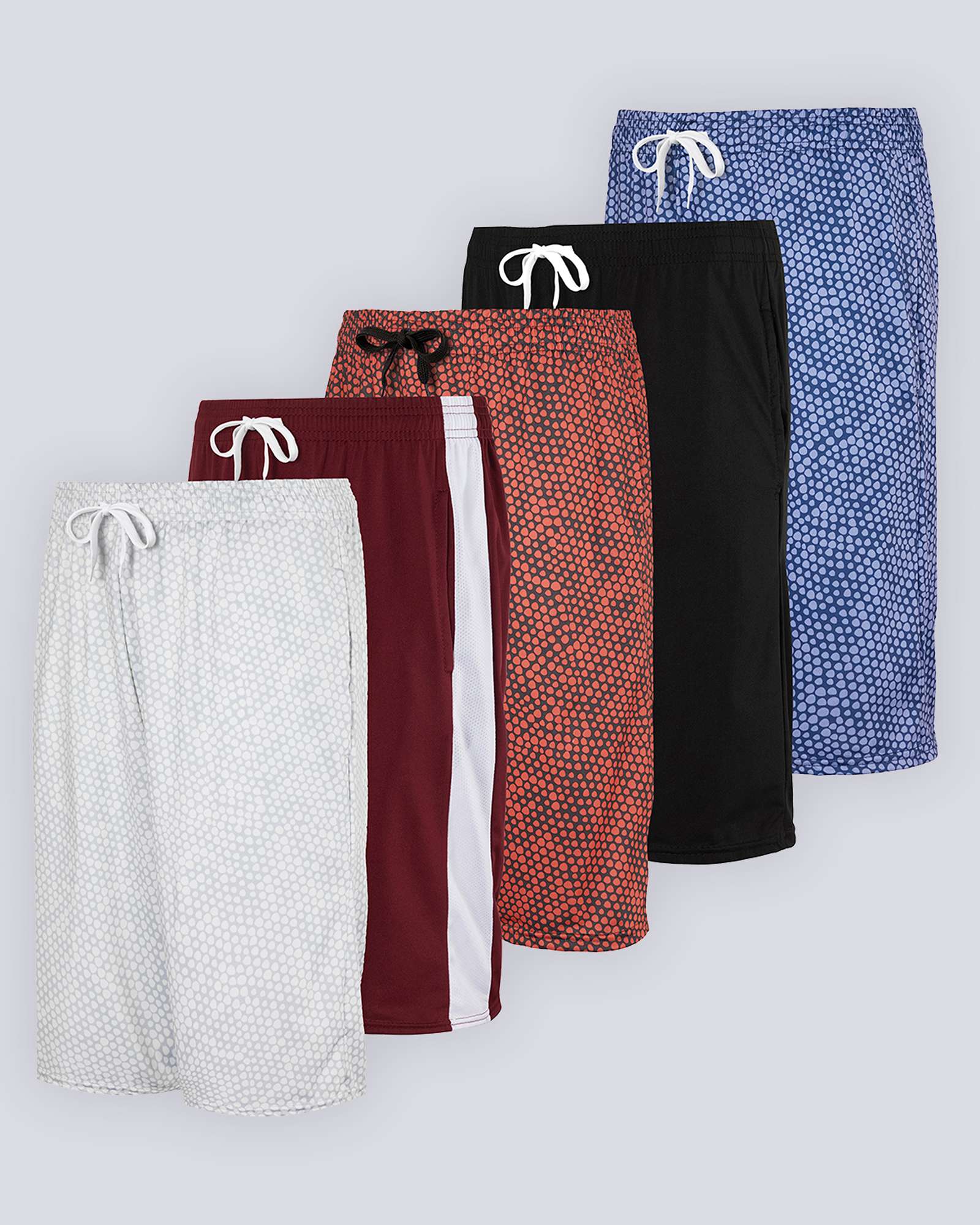 5 Pack: Boys Printed Dry Fit Active Shorts