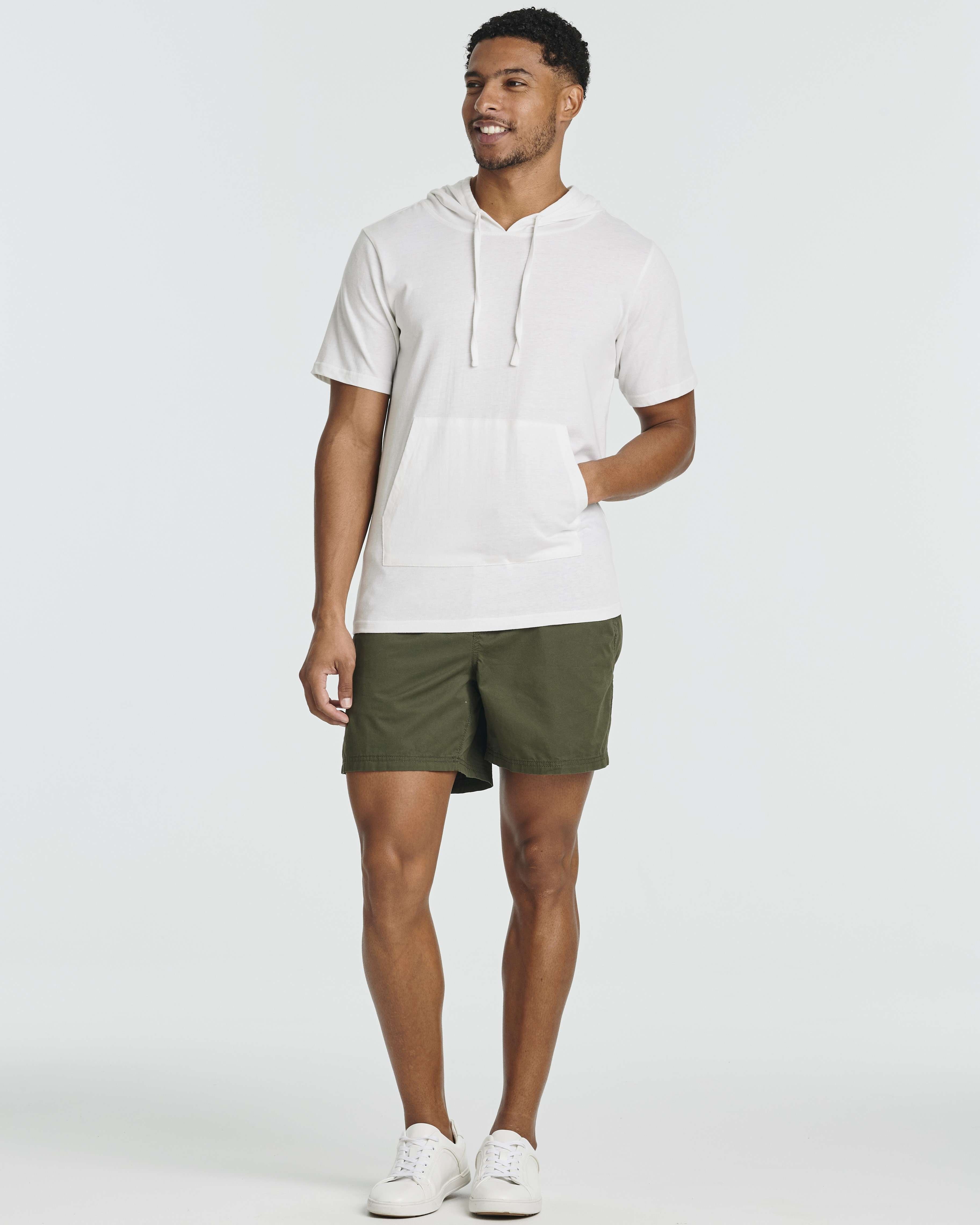 Men's Cotton Short-Sleeve Hoodie Hooded T-Shirt With Drawstring & Pockets (Available in Big & Tall)