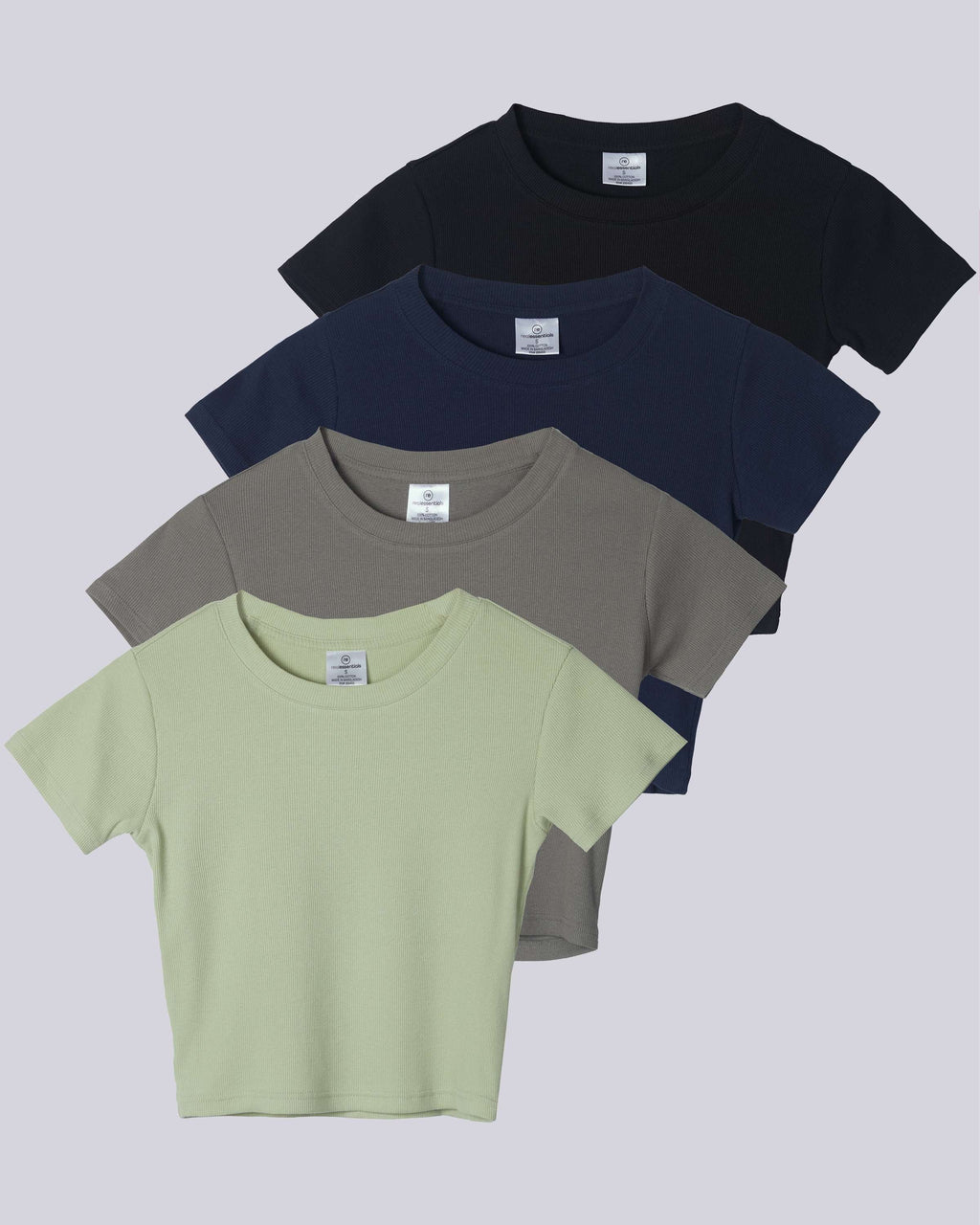 4 Pack: Women's Short Sleeve Ribbed Knit Crop Top