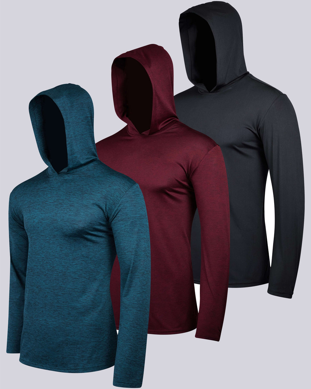 3 Pack: Mens Dry Fit Active Hoodie Pullover Sweatshirt